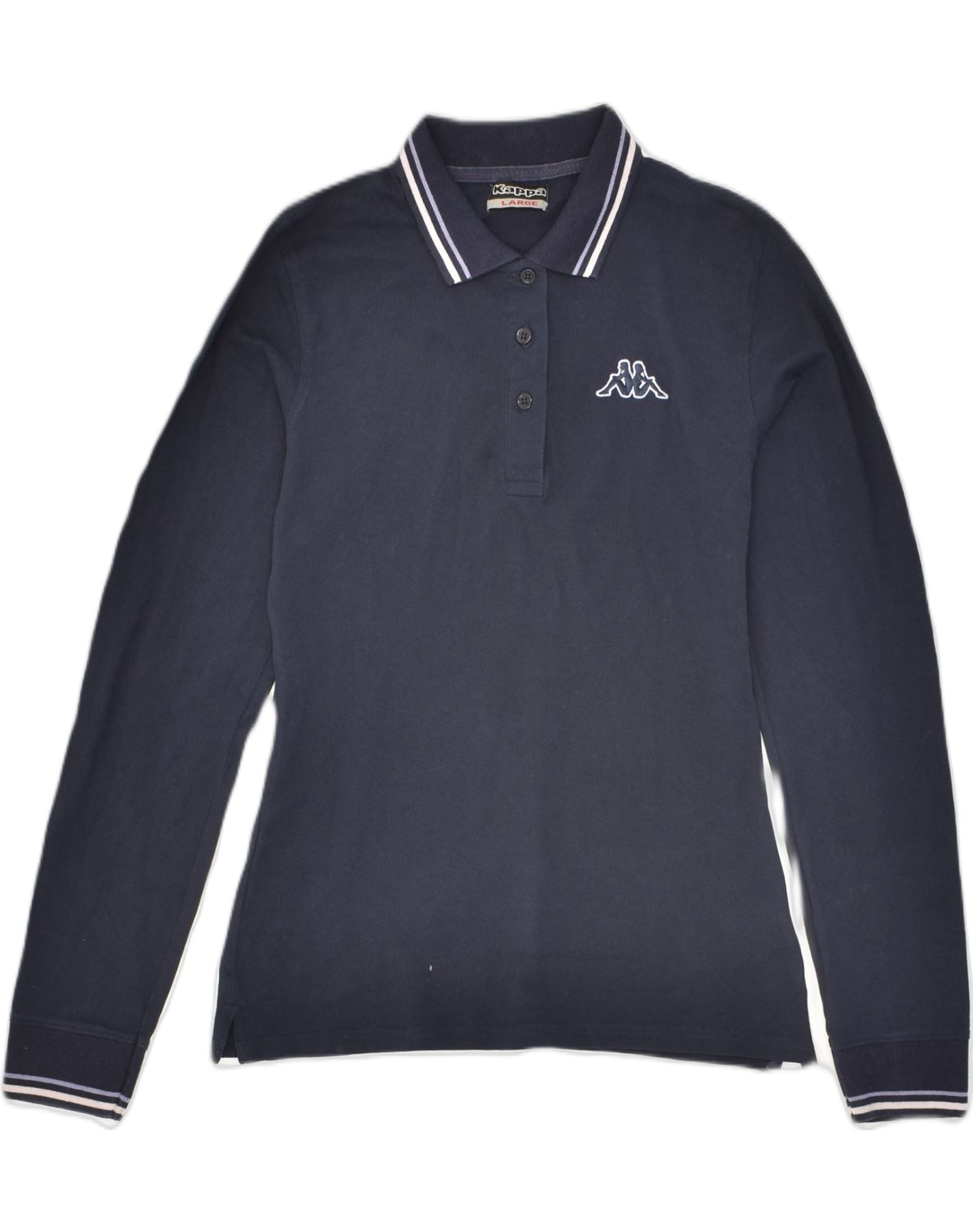 image of KAPPA Womens Long Sleeve Polo Shirt Large Navy Blue Cotton