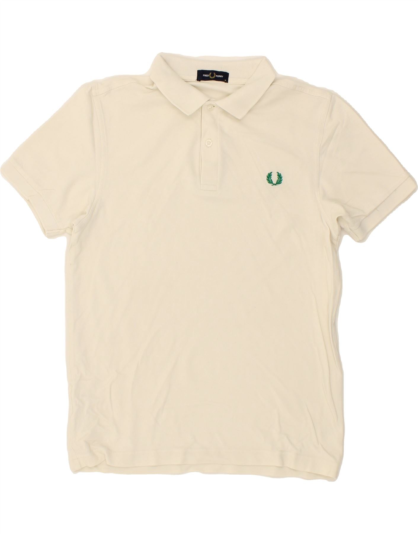 image of FRED PERRY Mens Polo Shirt Medium White Cotton