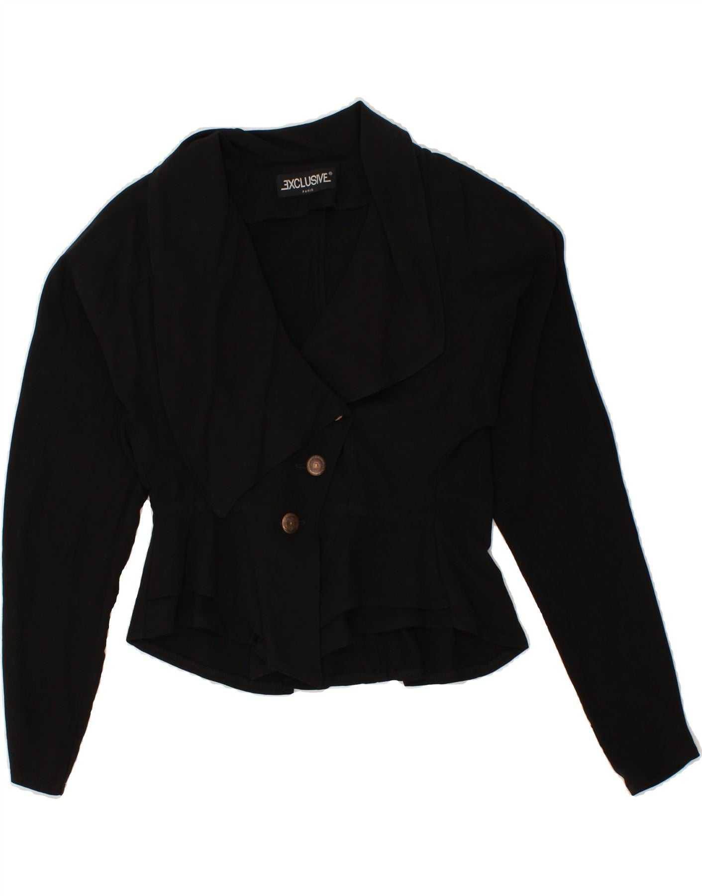 image of VINTAGE Womens 3 Button Blazer Jacket UK 10 Small Black