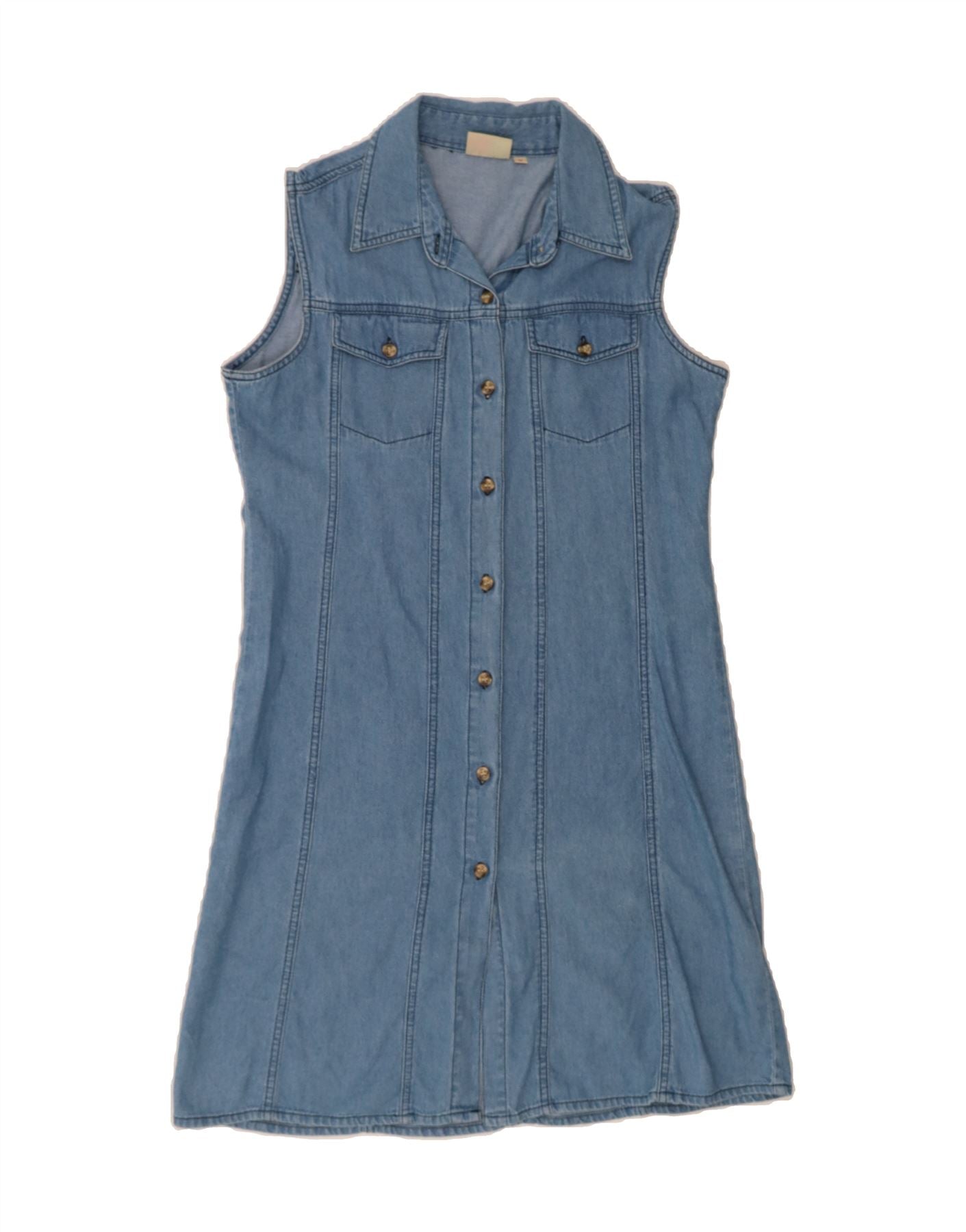 image of GINA BENOTTI Womens Sleeveless Denim Dress UK 12 Medium Blue Cotton