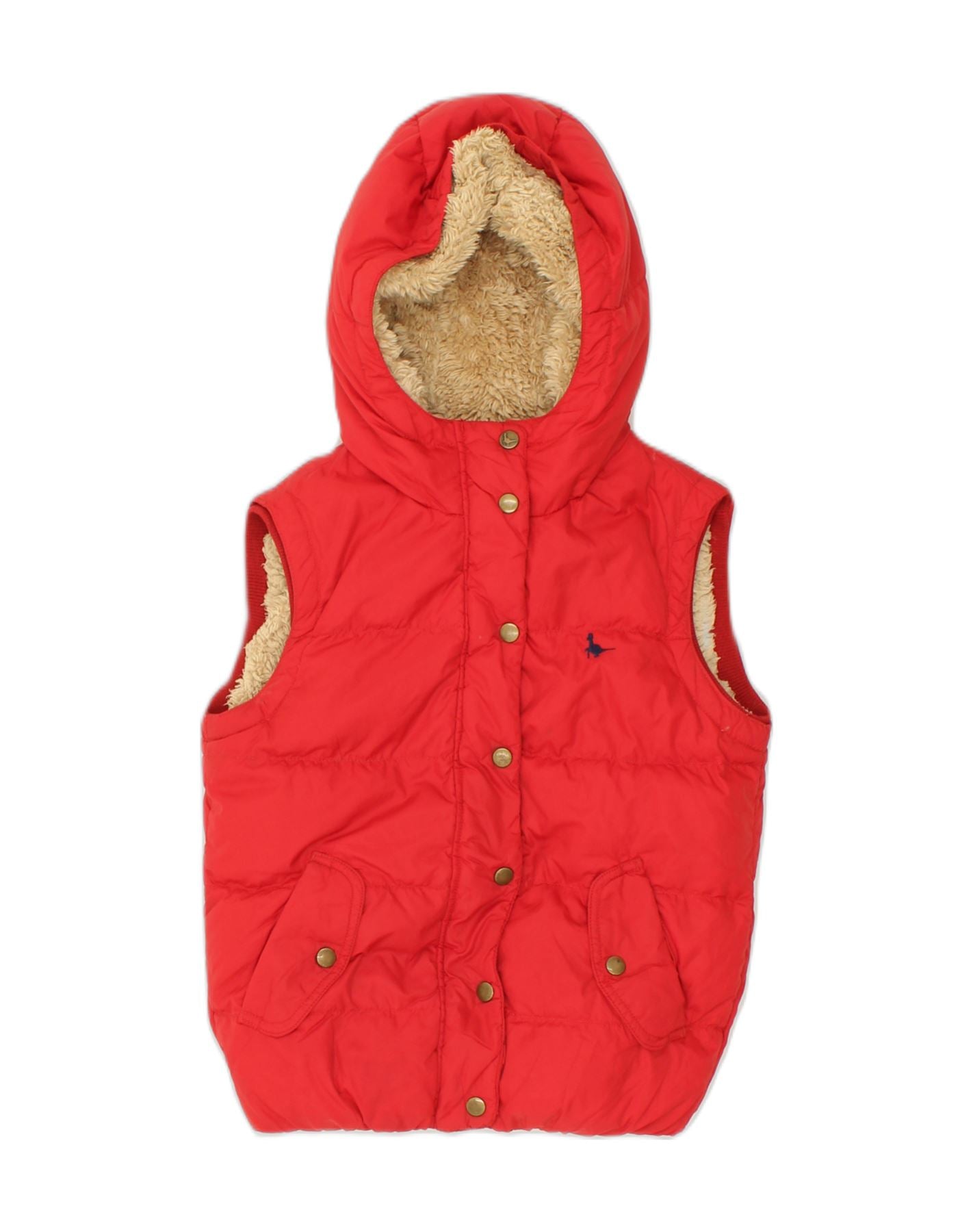 image of JACK WILLS Womens Hooded Padded Gilet UK 8 Small  Red Nylon