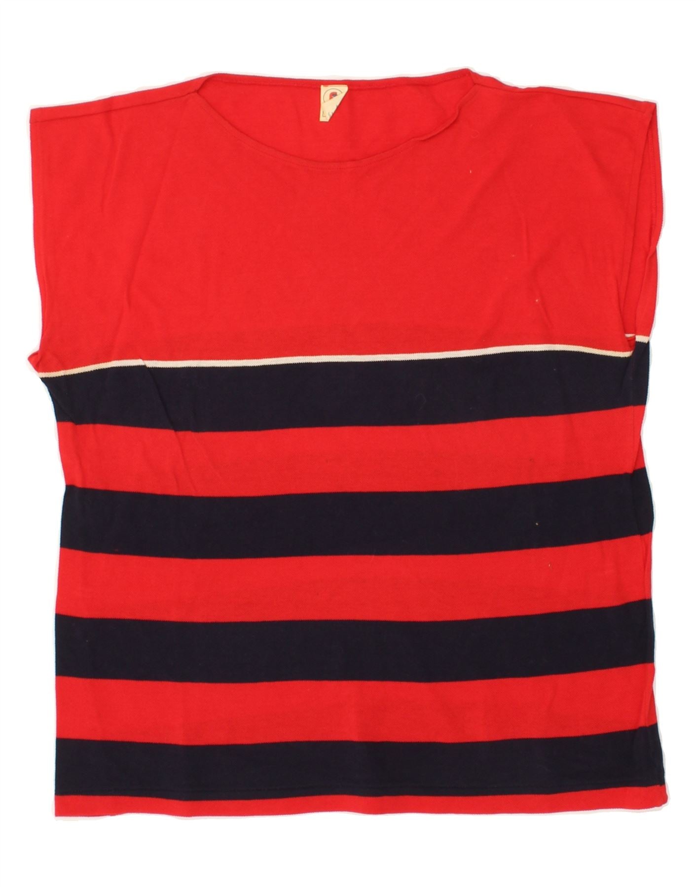 image of VINTAGE Womens Sleeveless Vest Top UK 16 Large Red Striped Cotton