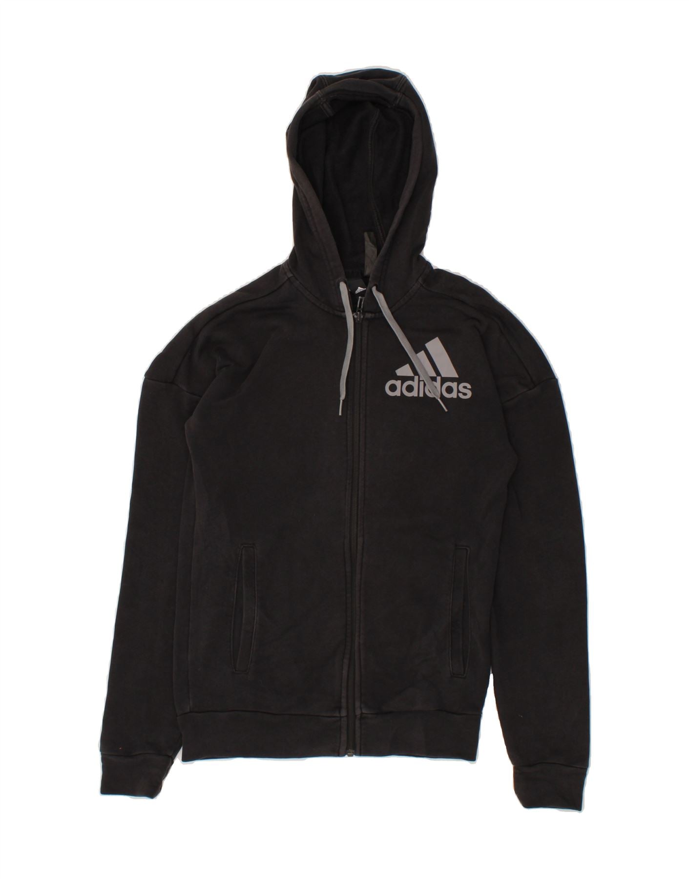 Image of ADIDAS Mens Graphic Zip Hoodie Sweater XS Black Cotton