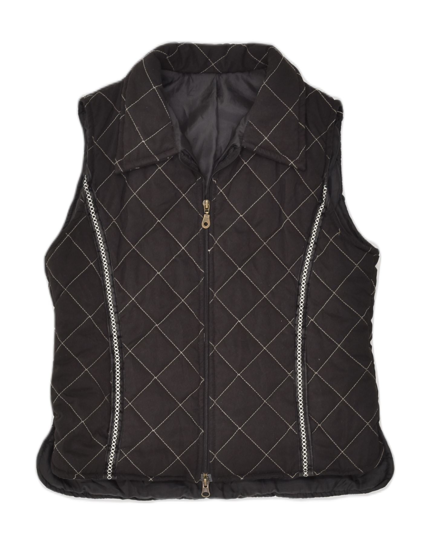 image of VINTAGE Womens Quilted Gilet UK 18 XL Black Polyester