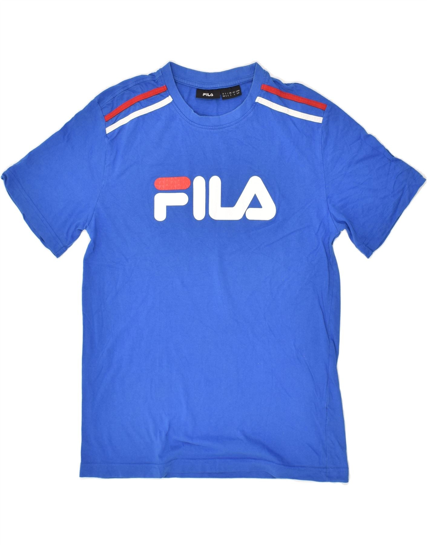 image of FILA Mens Graphic T-Shirt Top Small Blue Cotton