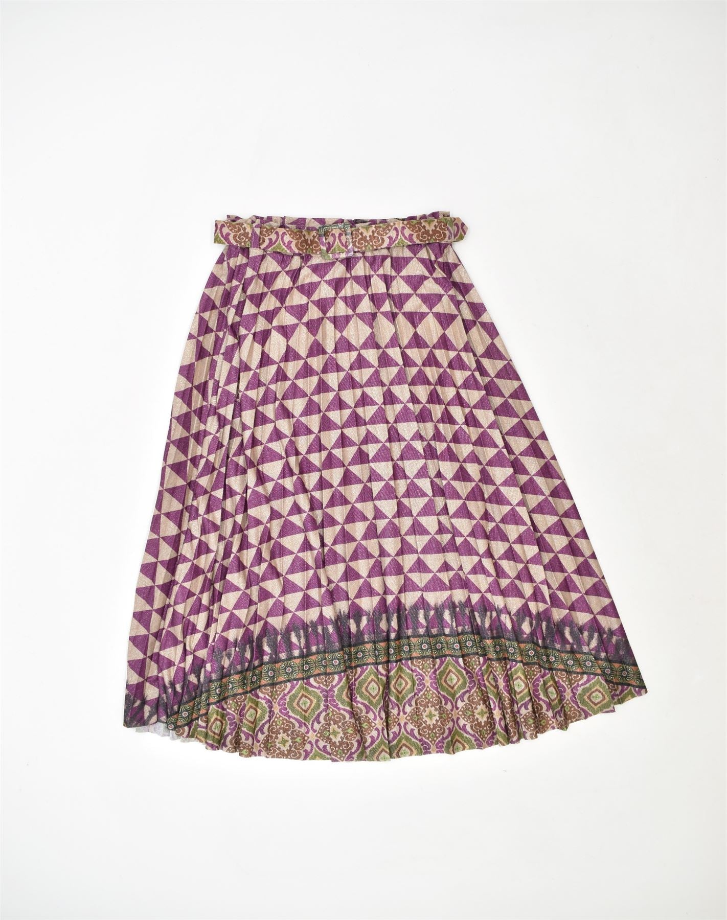 image of VINTAGE Womens Pleated Skirt W30 Medium Multicoloured Geometric Polyester