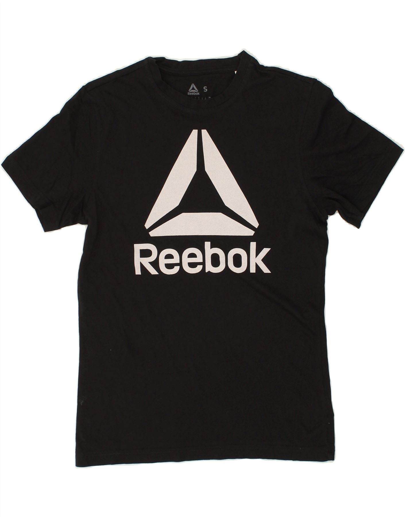 Image of REEBOK Mens Graphic T-Shirt Top Small Black Cotton