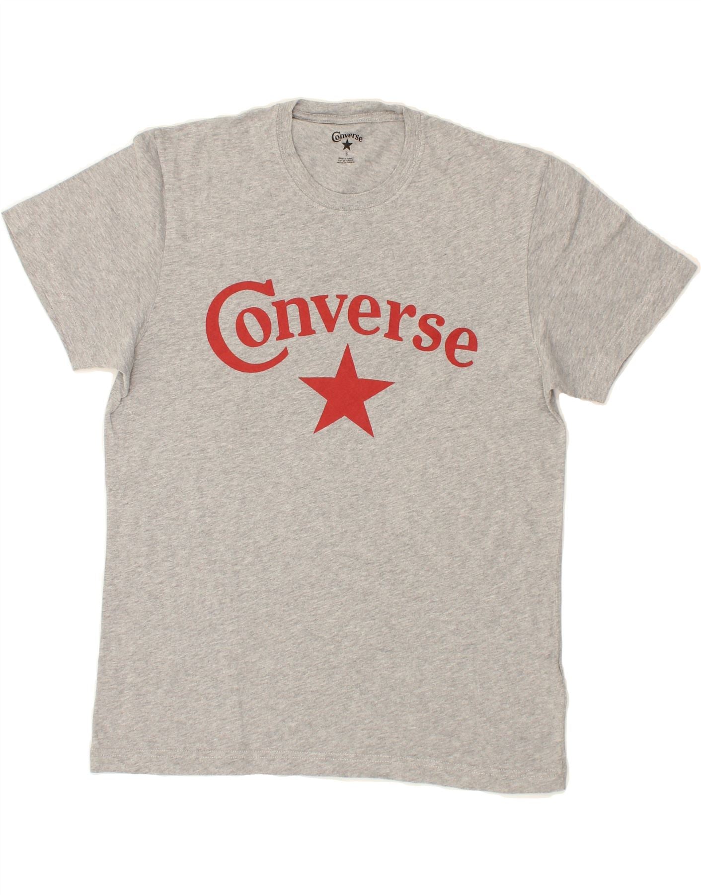 image of CONVERSE Mens Graphic T-Shirt Top Small Grey Cotton