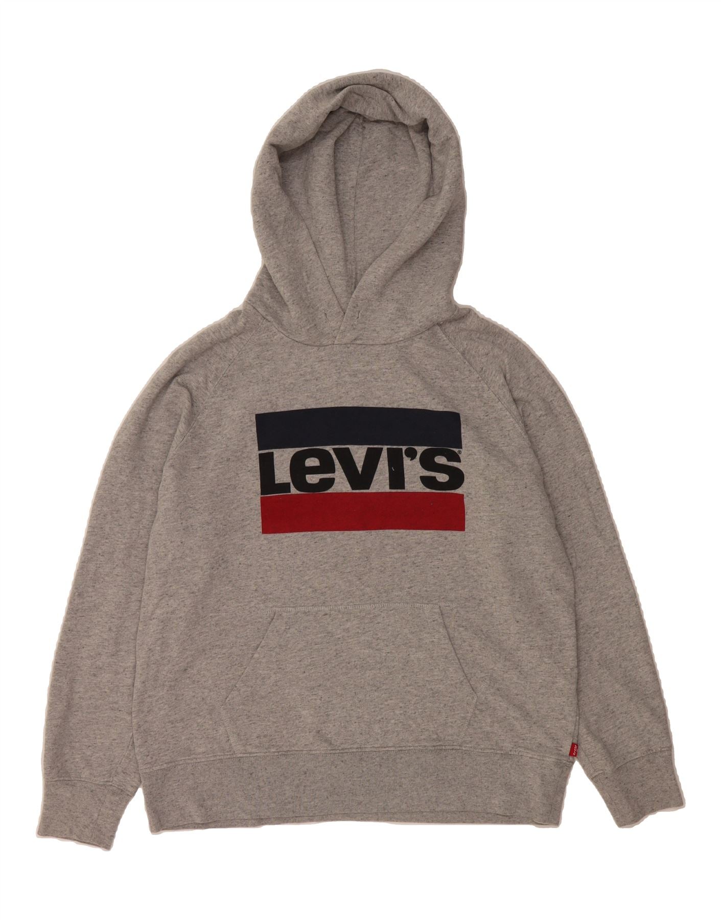 image of LEVI'S Womens Graphic Oversized Hoodie Jumper UK 14 Medium Grey Cotton