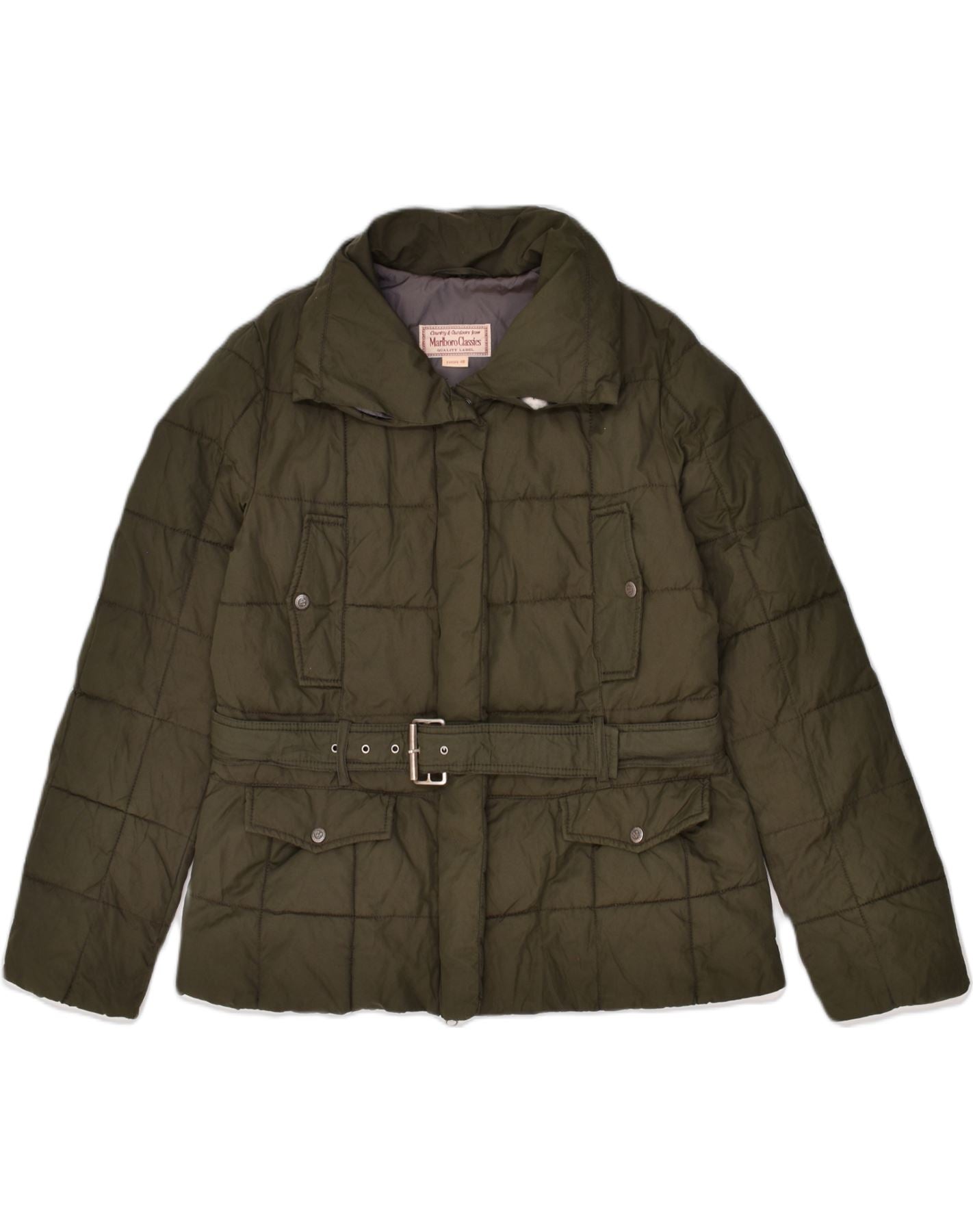 image of MARLBORO CLASSICS Womens Padded Jacket IT 48 XL Khaki Cotton