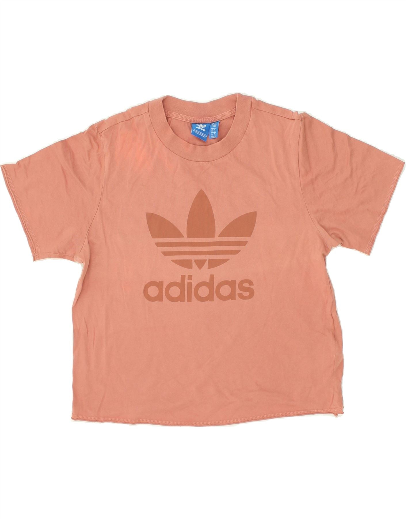 image of ADIDAS Womens Graphic T-Shirt Top UK 8 Small Orange Cotton