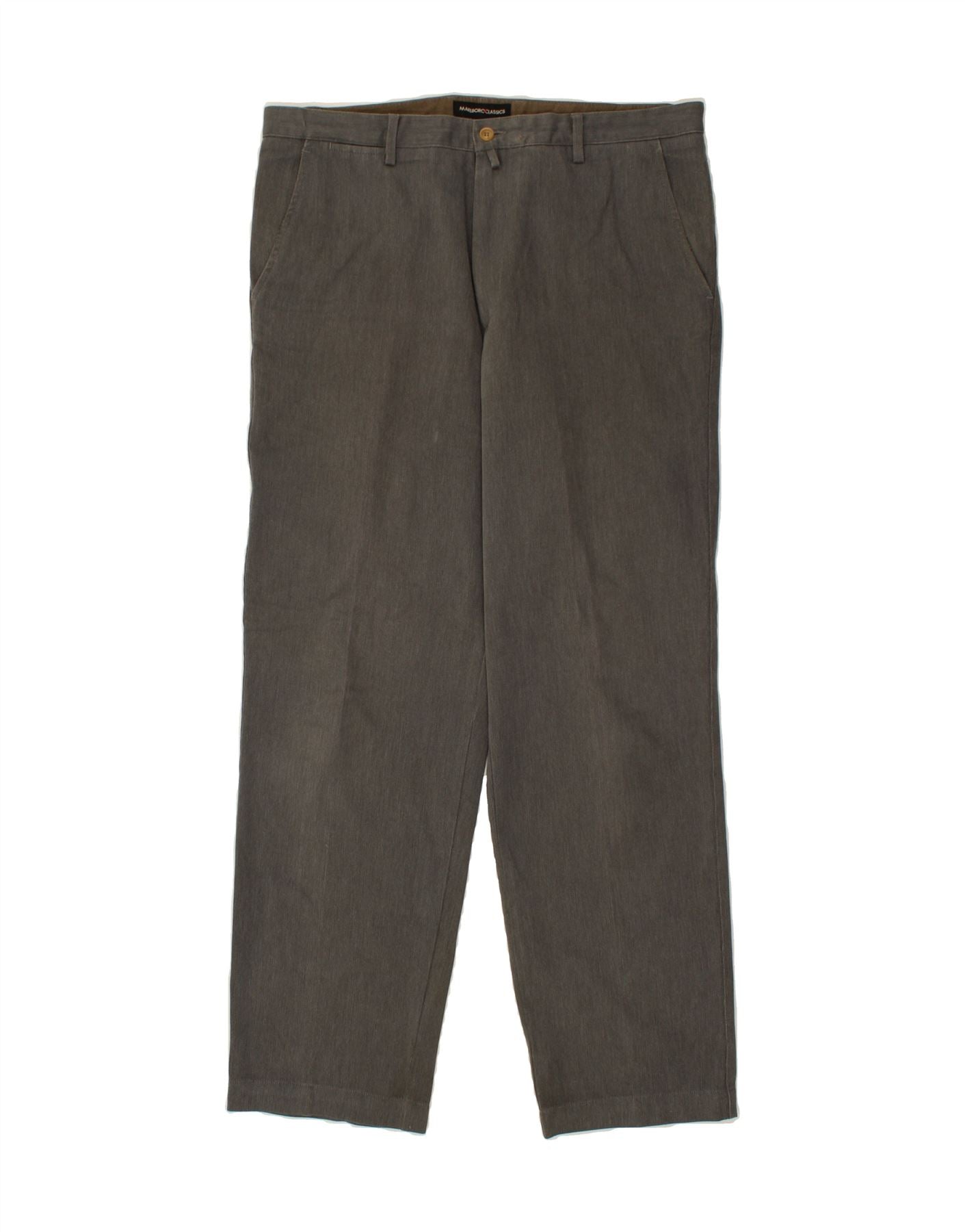 image of MARLBORO CLASSICS Mens Straight Chino Trousers W36 L32 Grey Cotton