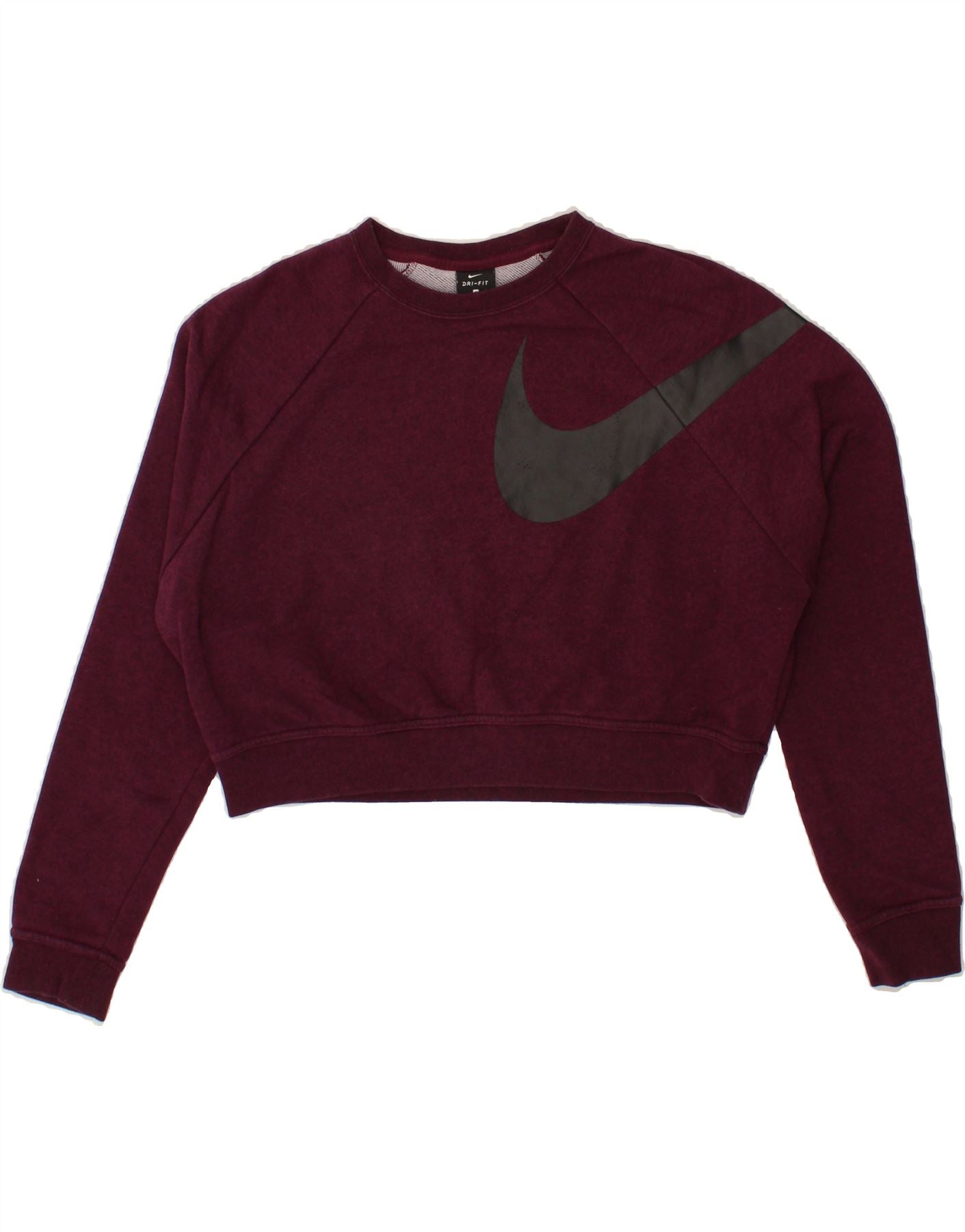 Image of NIKE Womens Oversized Crop Graphic Sweatshirt Jumper UK 10 Small Burgundy