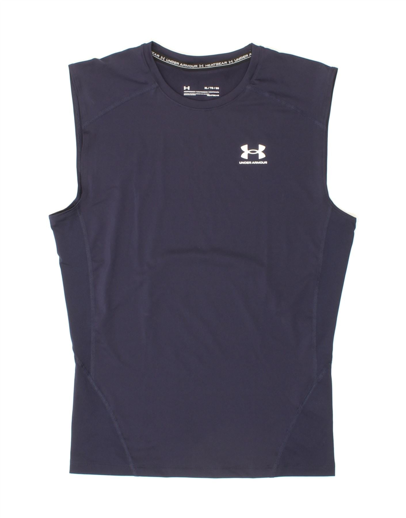 image of UNDER ARMOUR Womens Heat Gear Vest Top UK 18 XL Navy Blue Polyester