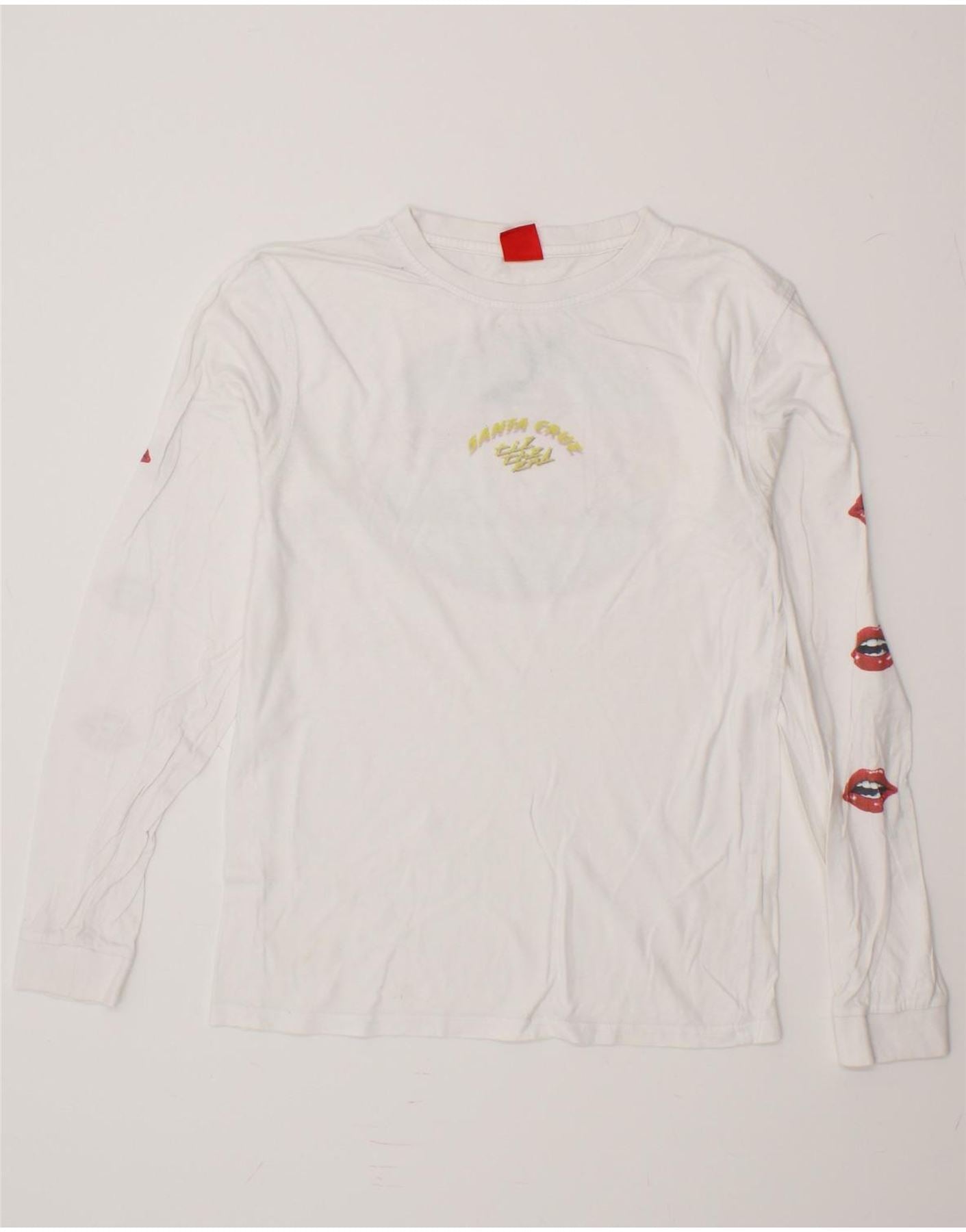 Image of SANTA CRUZ Mens Graphic Top Long Sleeve Small White Cotton