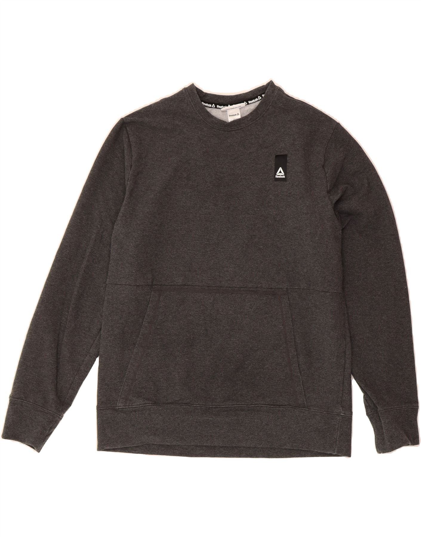 image of REEBOK Mens Sweatshirt Jumper Medium Grey Cotton