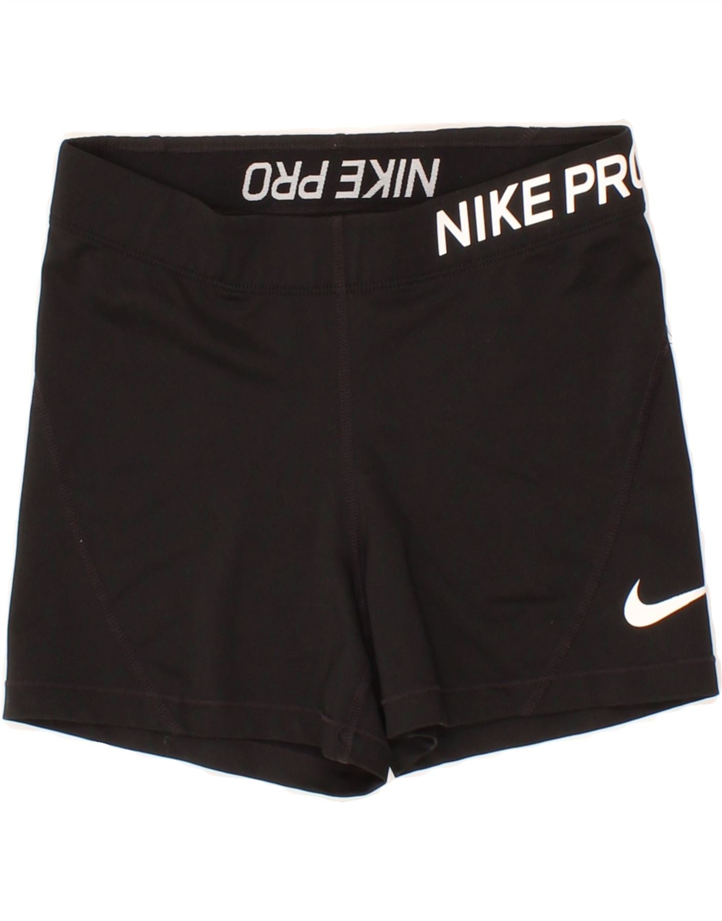 image of NIKE Womens Dri Fit Graphic Sport Shorts UK 10 Small Black