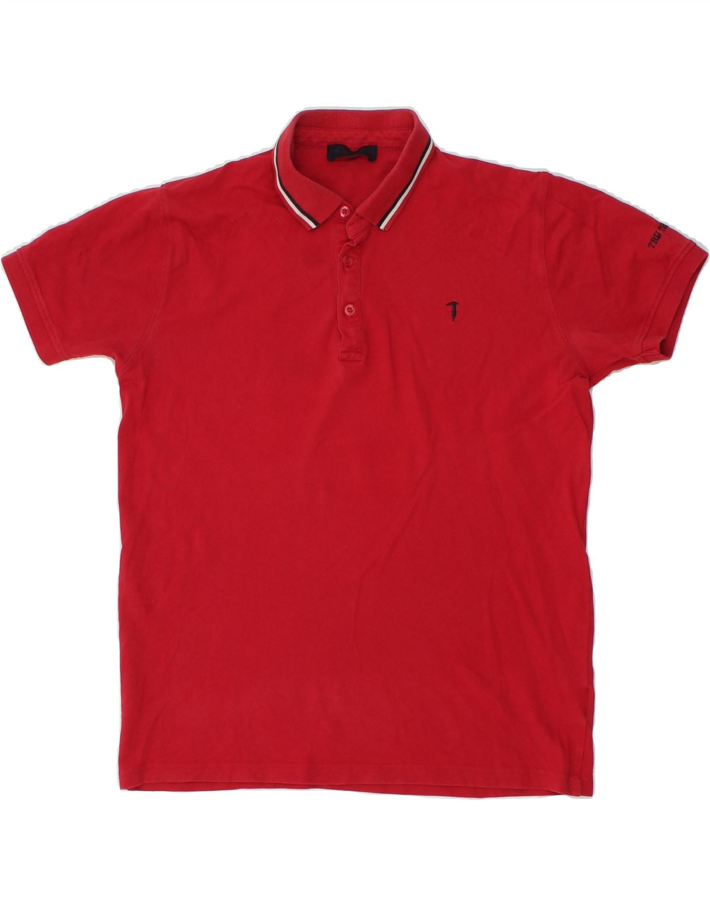 Image of TRUSSARDI Mens Polo Shirt Large Red Cotton