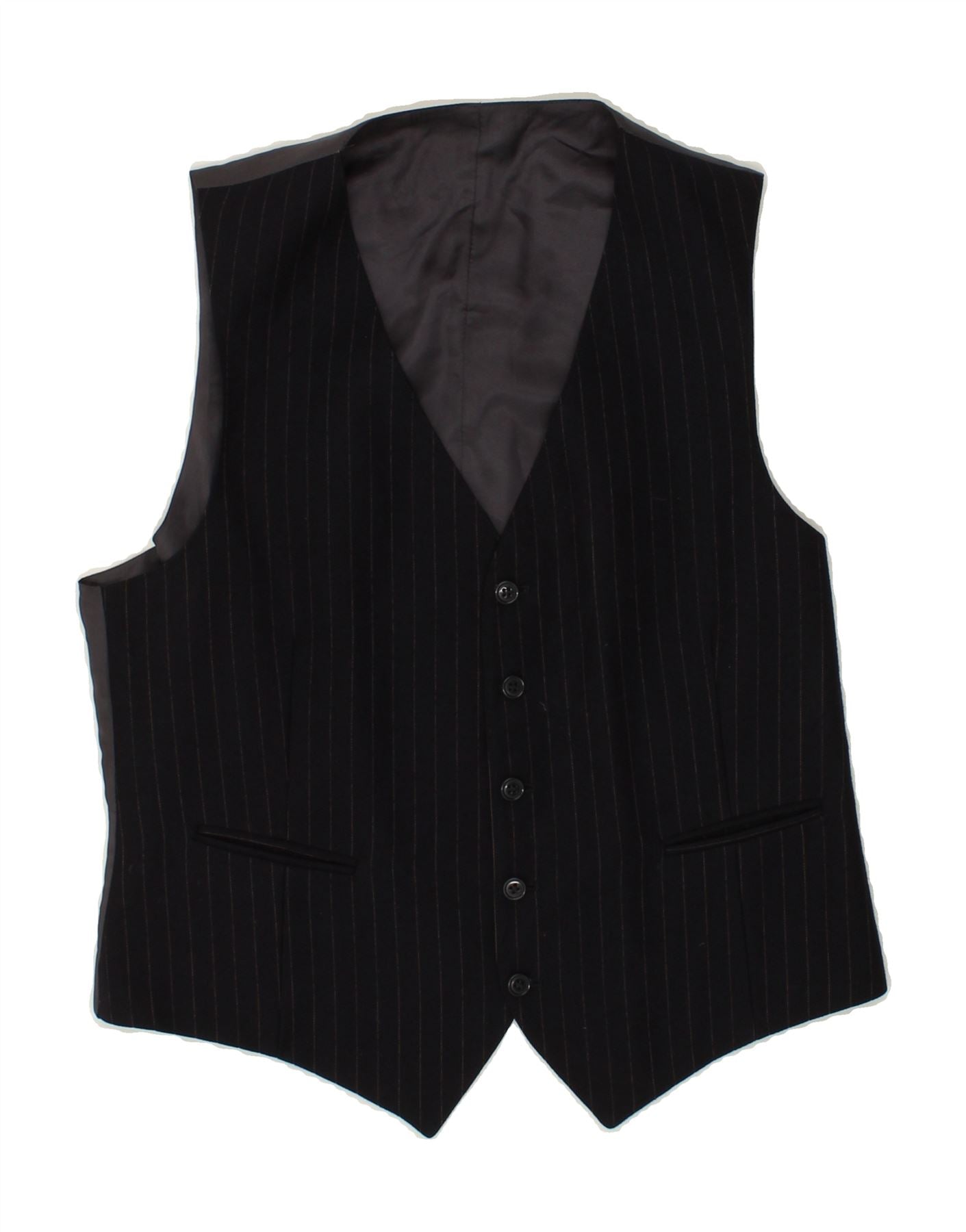 image of VINTAGE Mens Waistcoat  Small Navy Blue Pinstripe