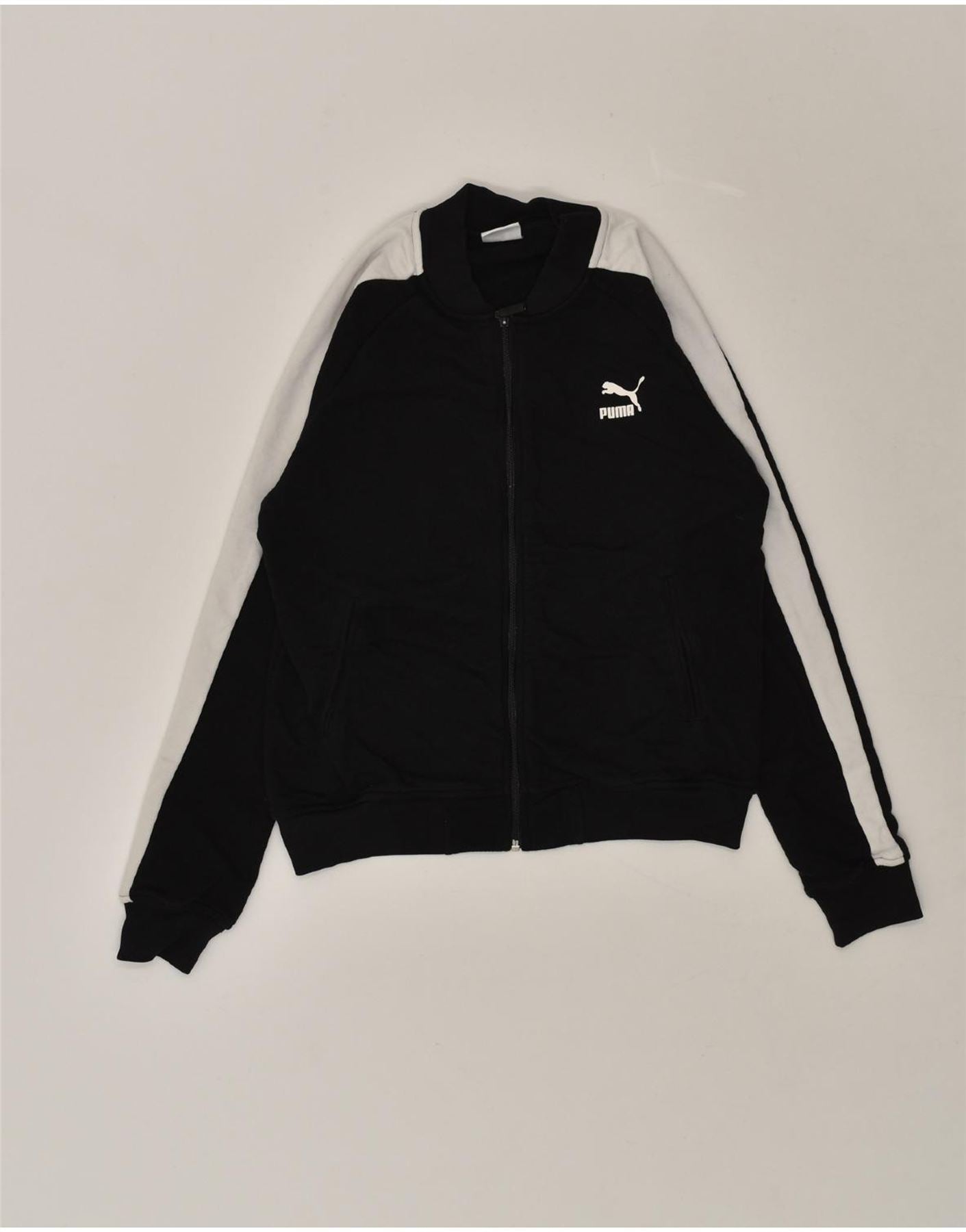 image of PUMA Boys Graphic Tracksuit Top Jacket 9-10 Years Black Cotton