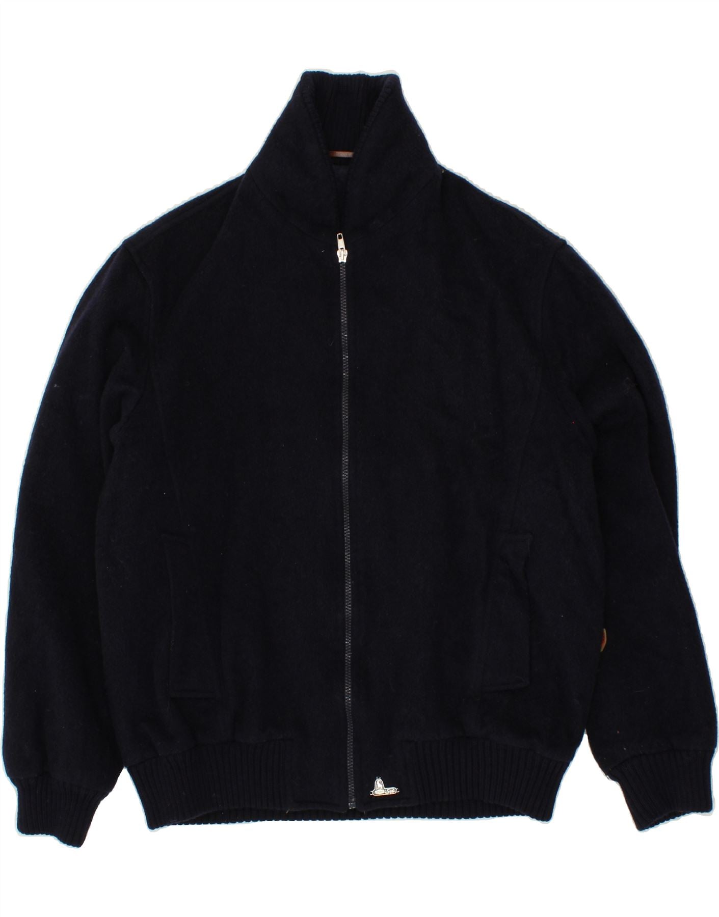 image of STEINBOCK Mens Bomber Jacket IT 50 Large Navy Blue Wool