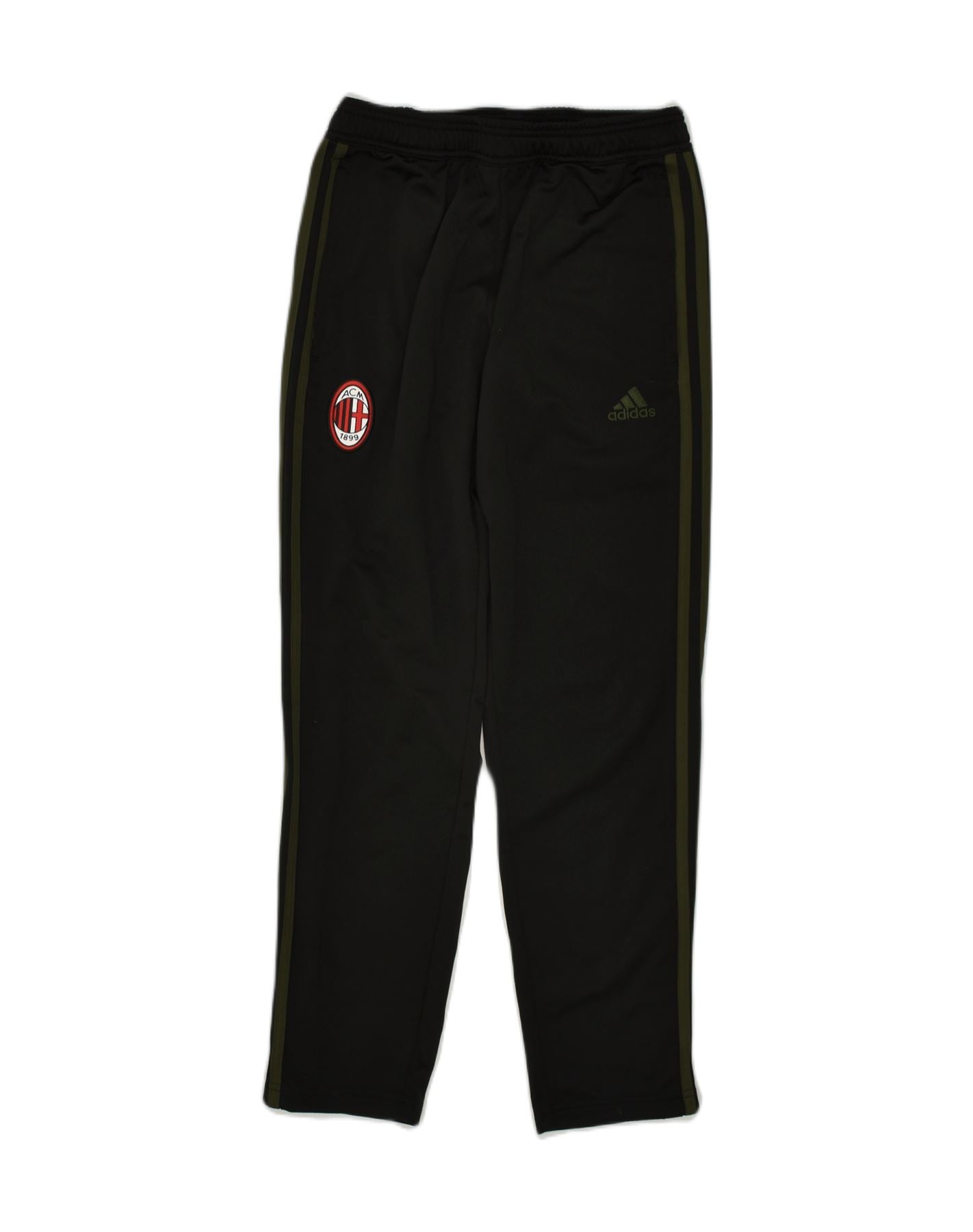 ADIDAS Boys AC Milan Tracksuit Trousers 11-12 Years Black Polyester