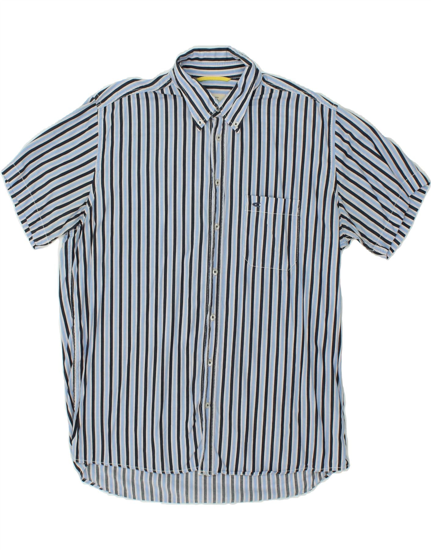 Image of CAMEL ACTIVE Mens Short Sleeve Shirt XL Blue Striped Cotton