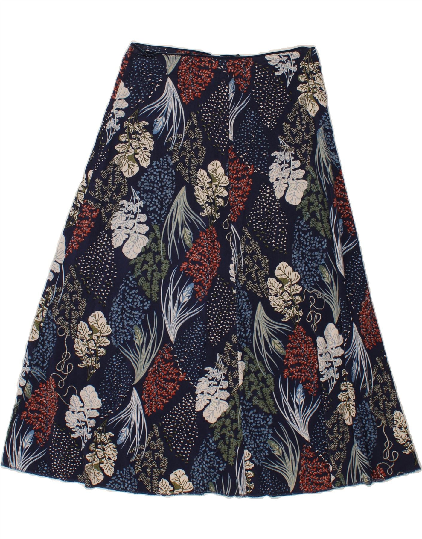 image of BENETTON Womens A-Line Skirt W30 Medium  Navy Blue Floral