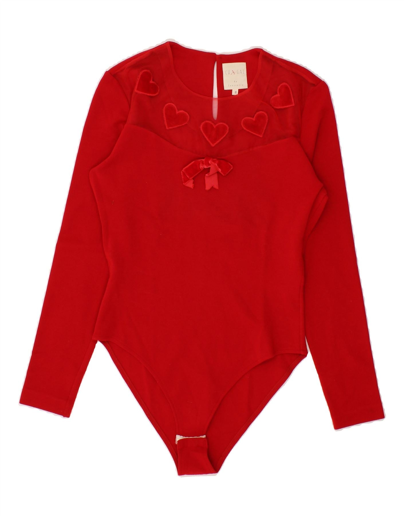 image of CHAGALL Womens Bodysuit UK 12 Medium Red Acrylic Heart