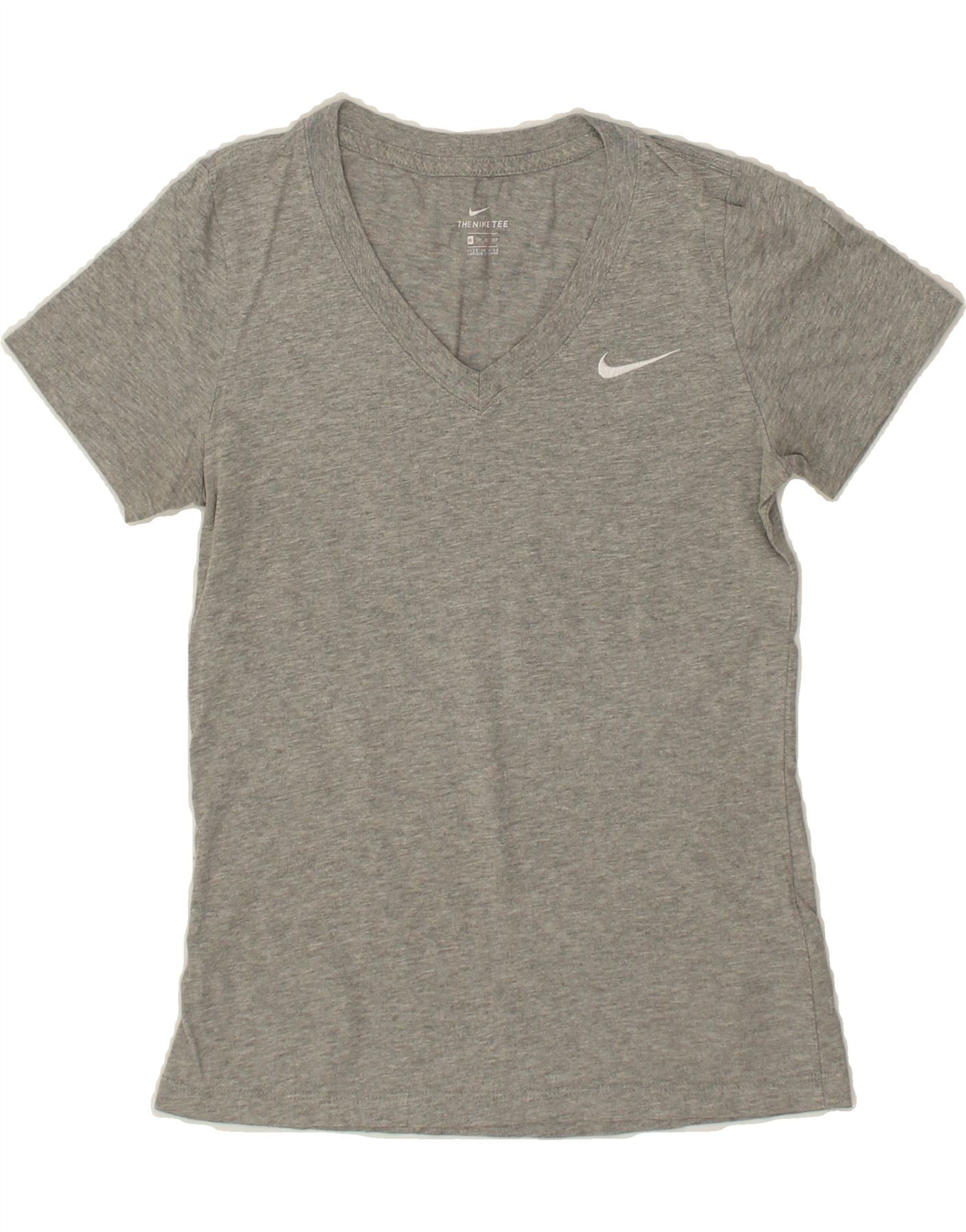 image of NIKE Womens T-Shirt Top UK 6 XS Grey Cotton