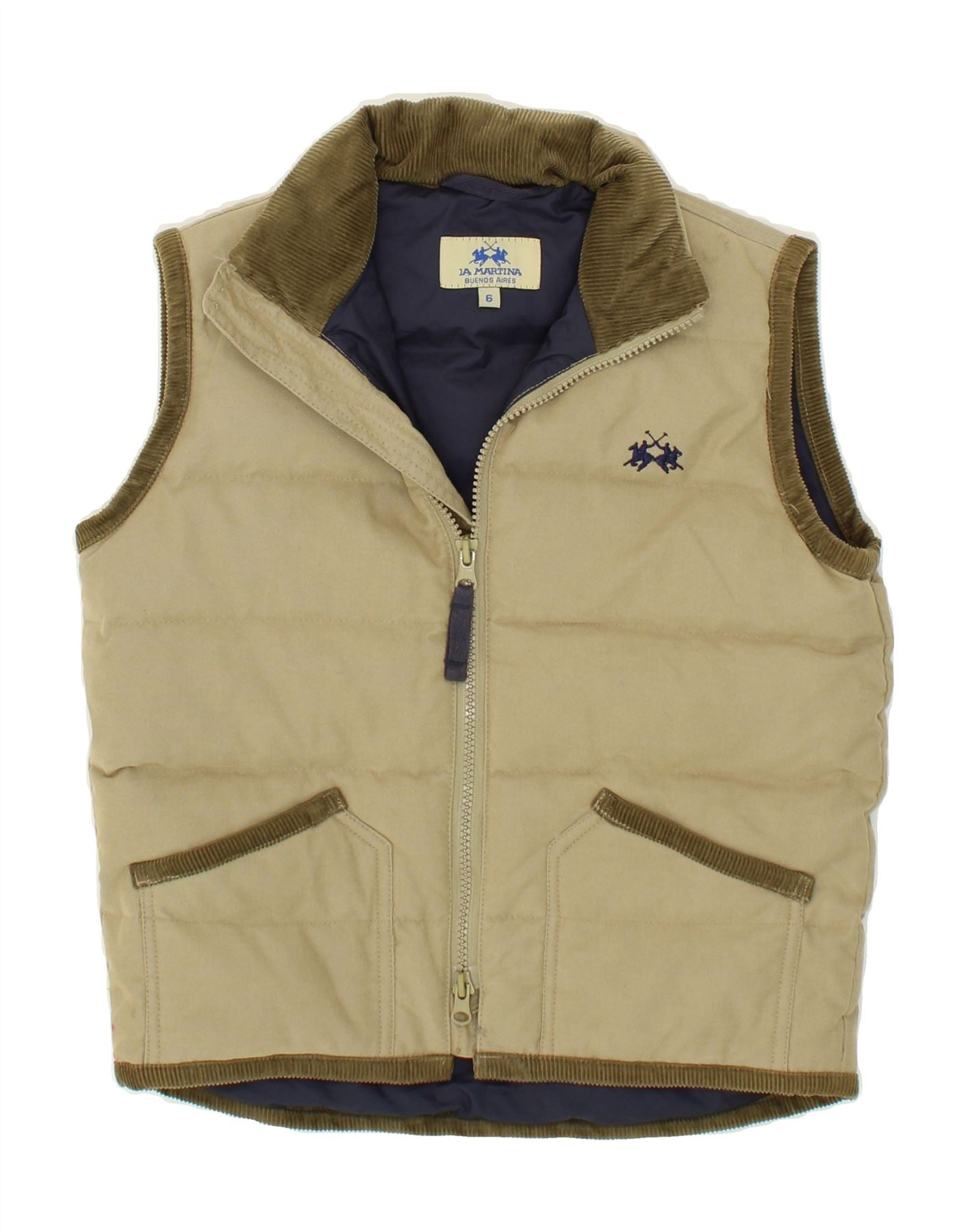 image of LA MARTINA Boys Graphic Padded Gilet 5-6 Years Beige Cotton