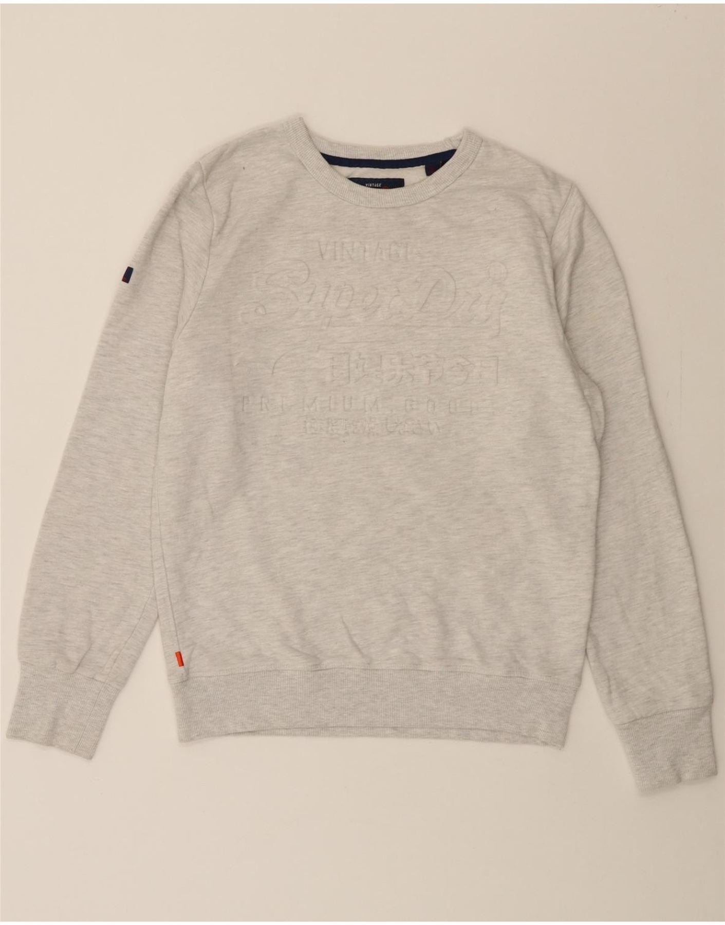 image of SUPERDRY Womens Graphic Sweatshirt Jumper UK 16 Large Grey Cotton