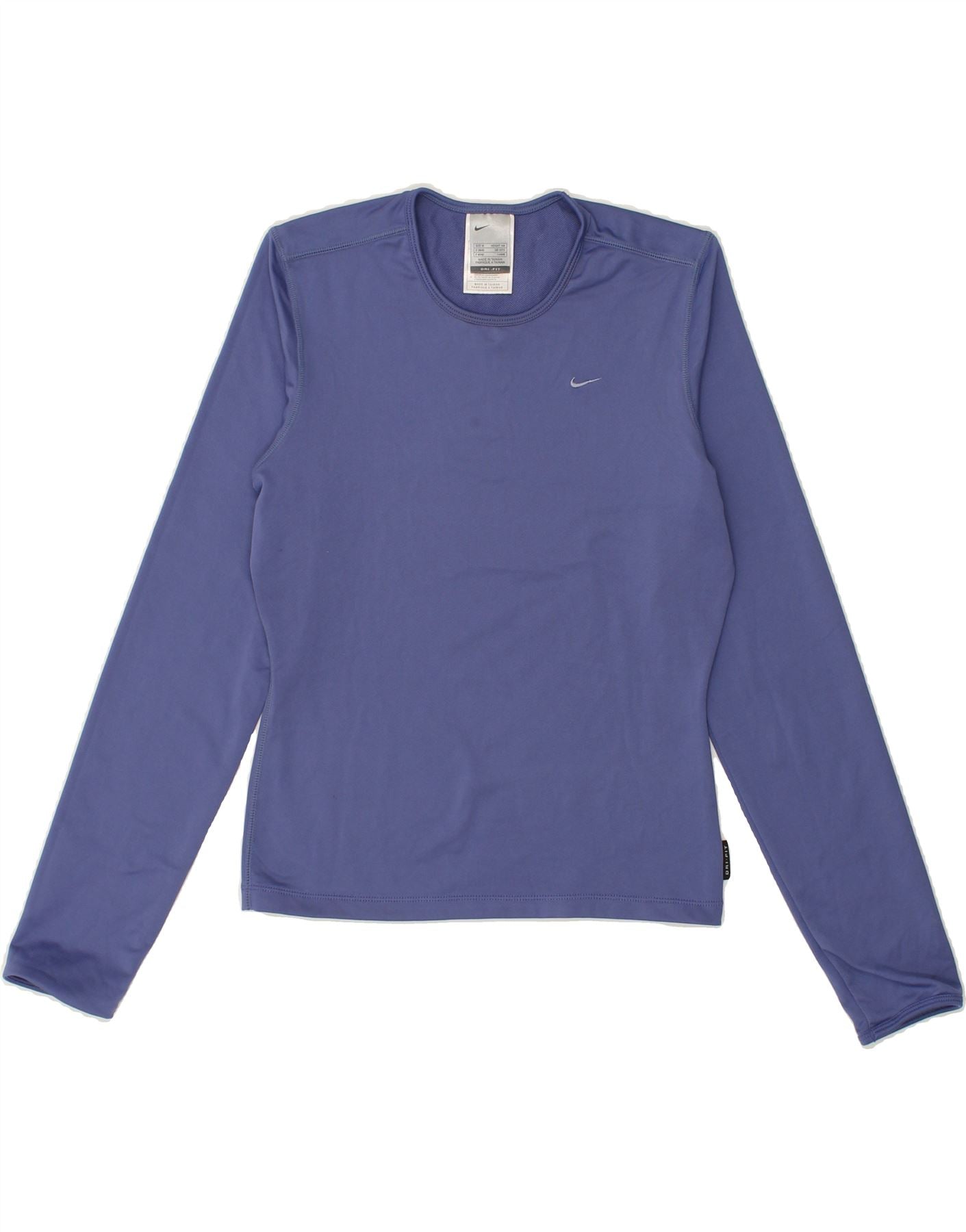 image of NIKE Womens Dri Fit Top Long Sleeve UK 10/12 Medium Blue Polyester