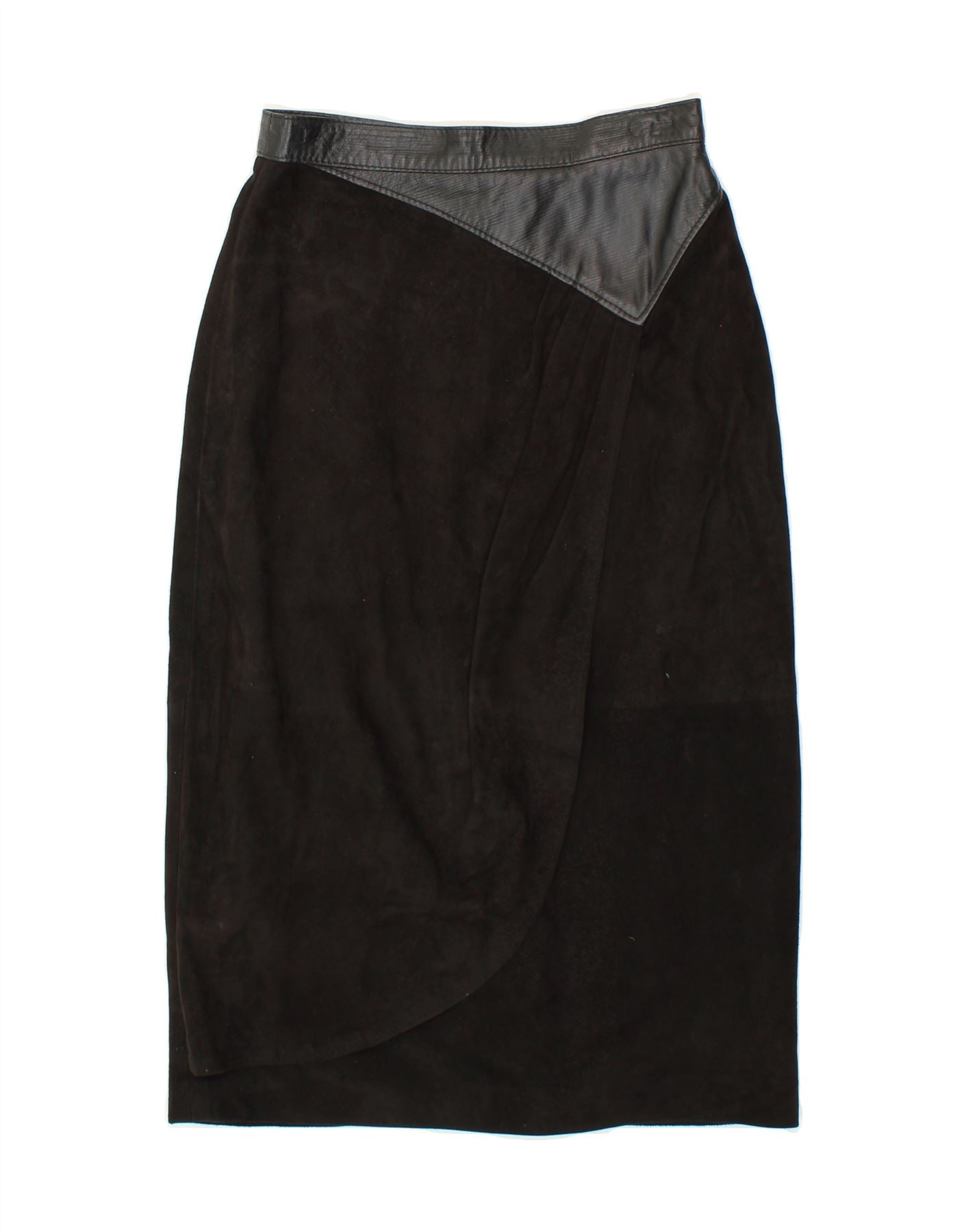 image of VINTAGE Womens Suede Skirt W24 XS Black