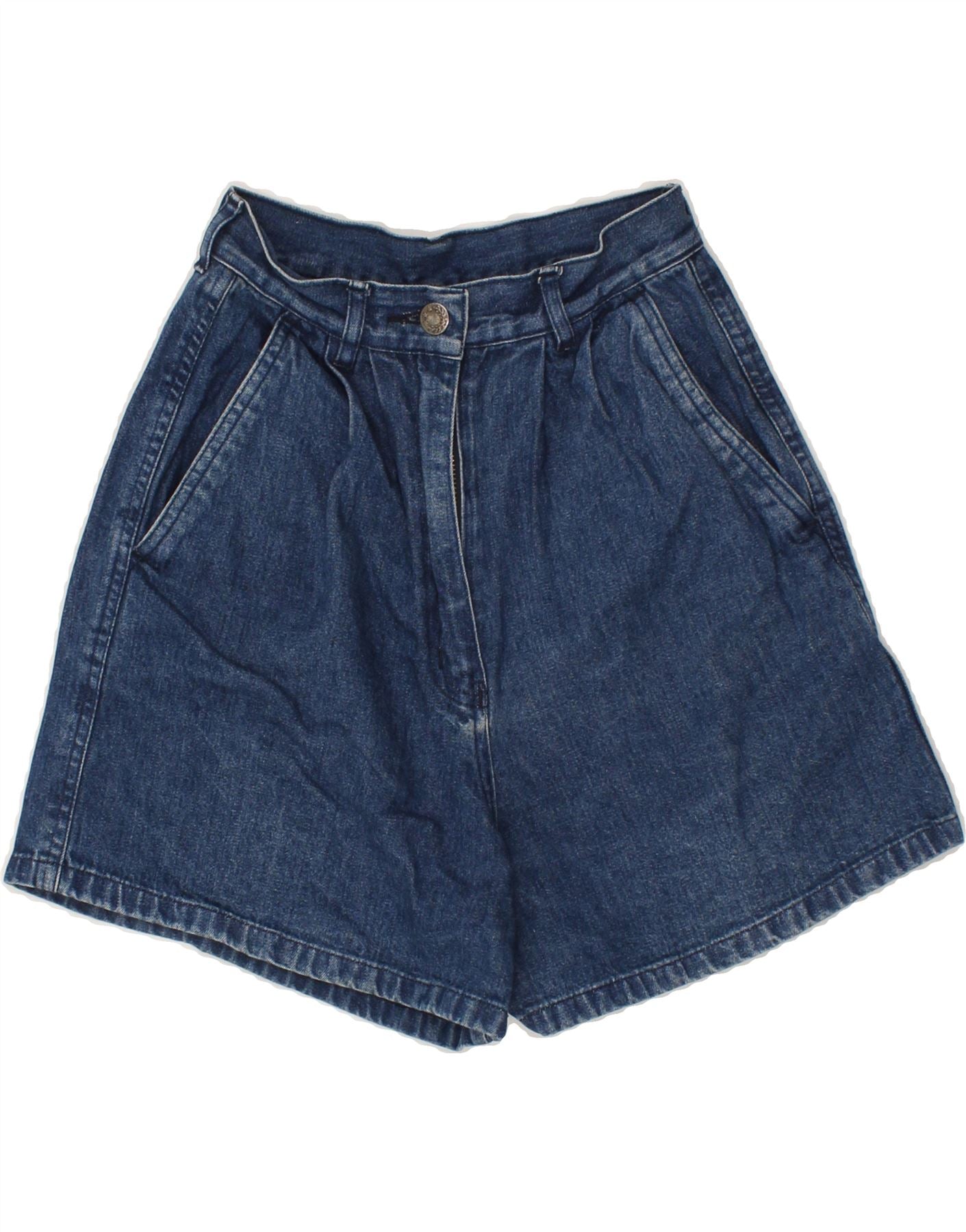 Image of VINTAGE Womens High Waist Denim Shorts W24 XS Blue