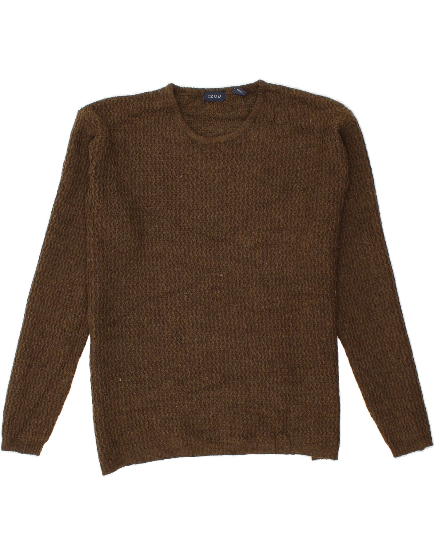 image of IZOD Mens Crew Neck Jumper Sweater Large Brown Acrylic