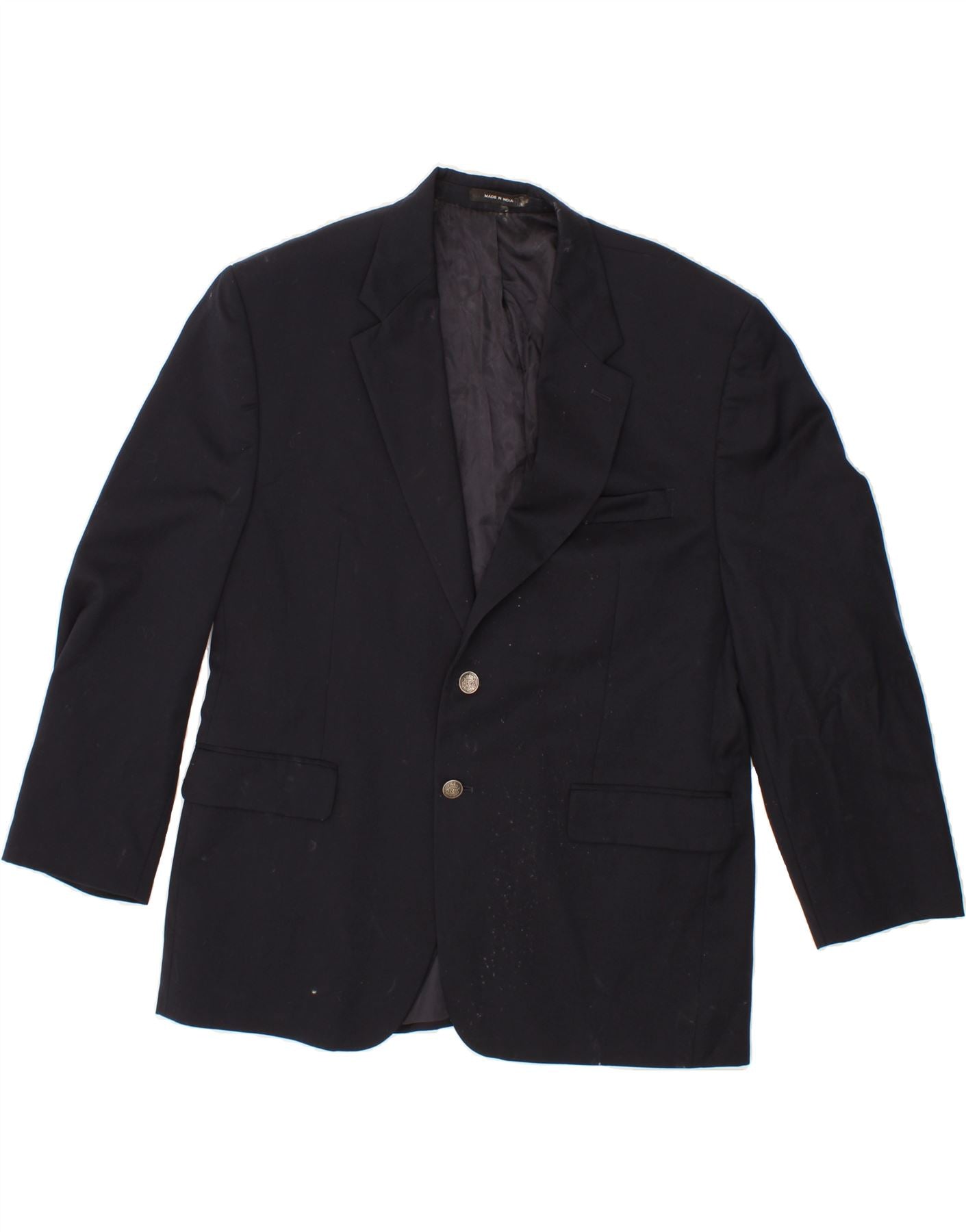 image of MICHAEL KORS Mens 2 Button Blazer Jacket US 44 2XL Navy Blue Wool