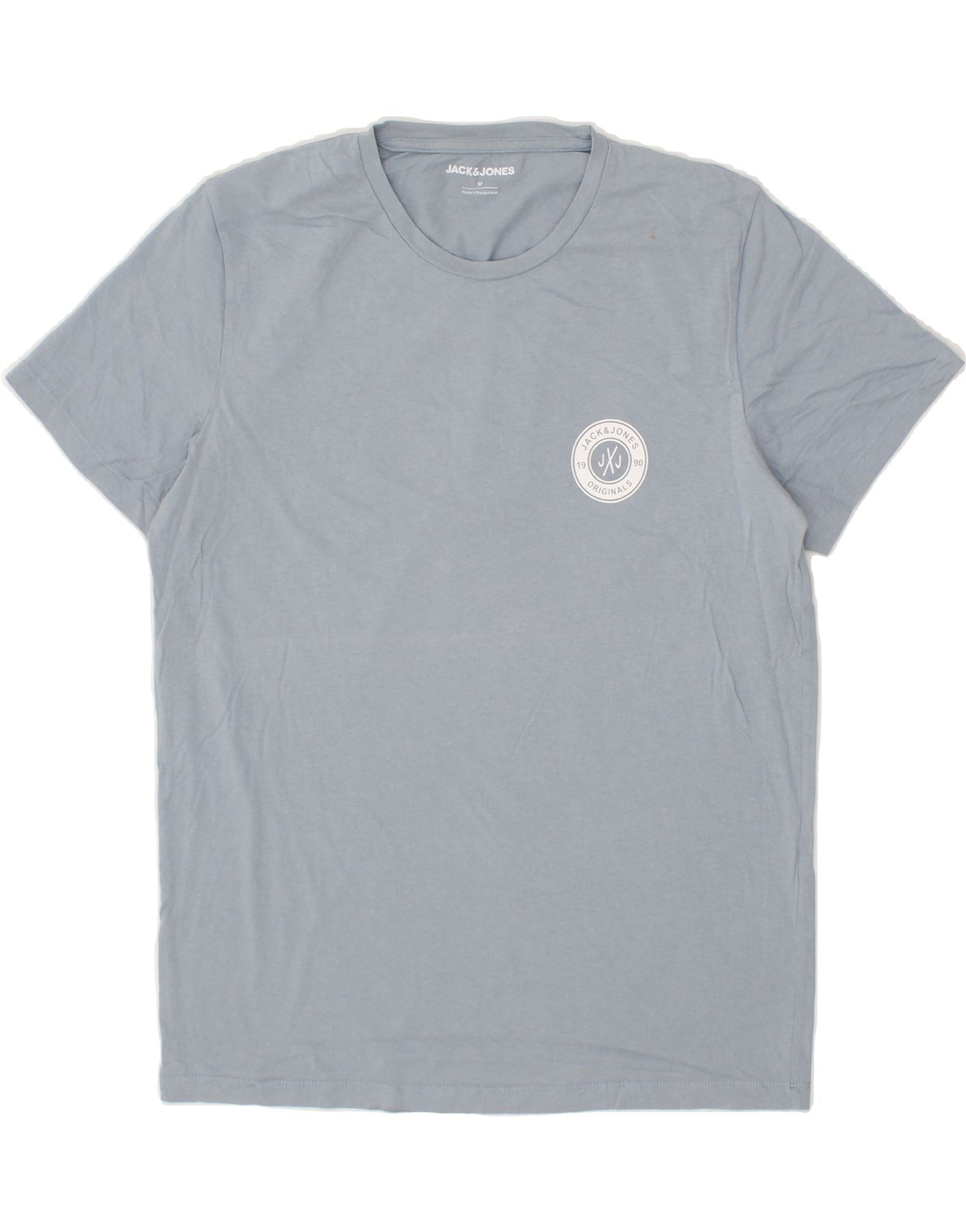 image of JACK & JONES Mens T-Shirt Top Medium Blue Cotton