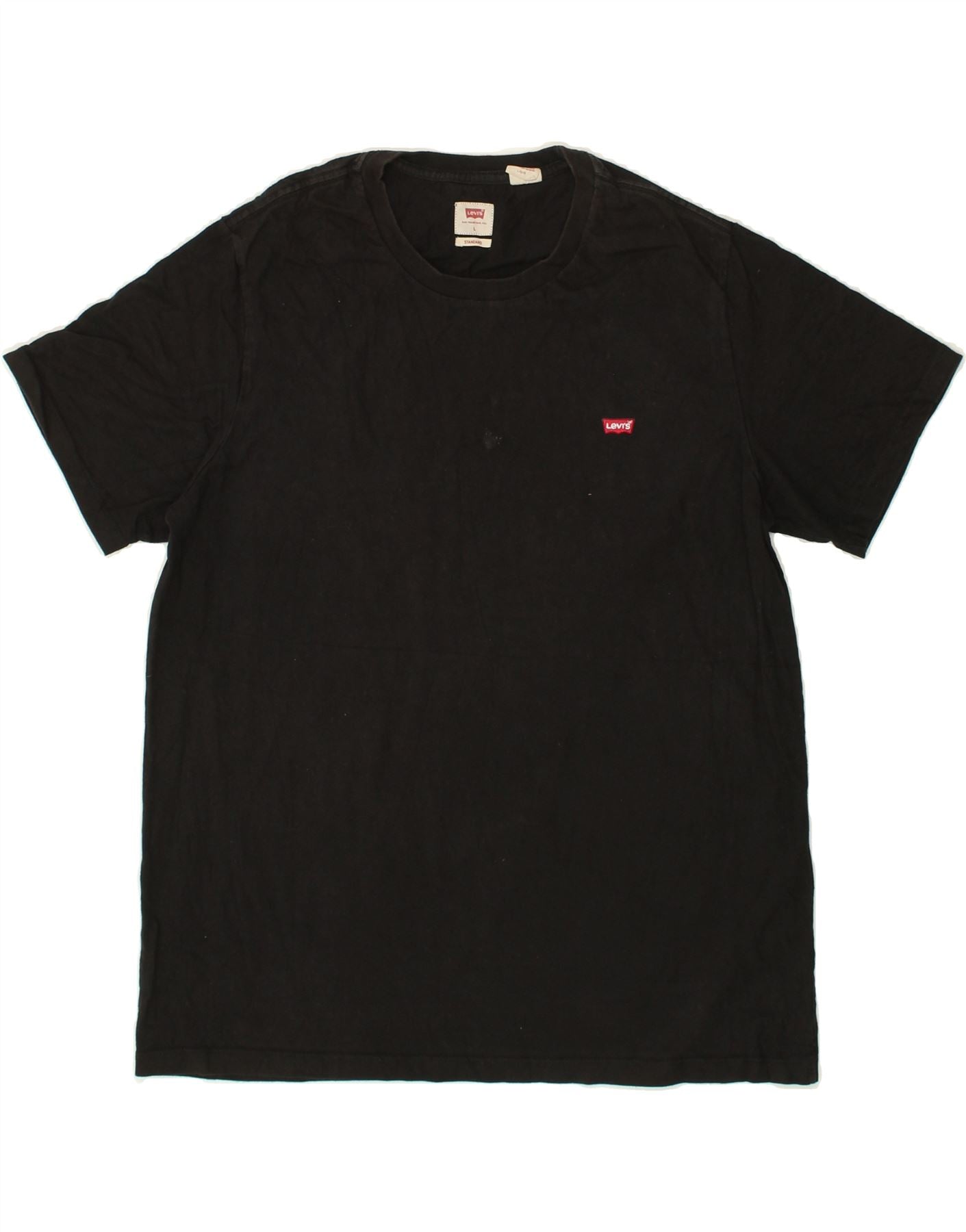 image of LEVI'S Mens Standard Fit T-Shirt Top Large Black Cotton