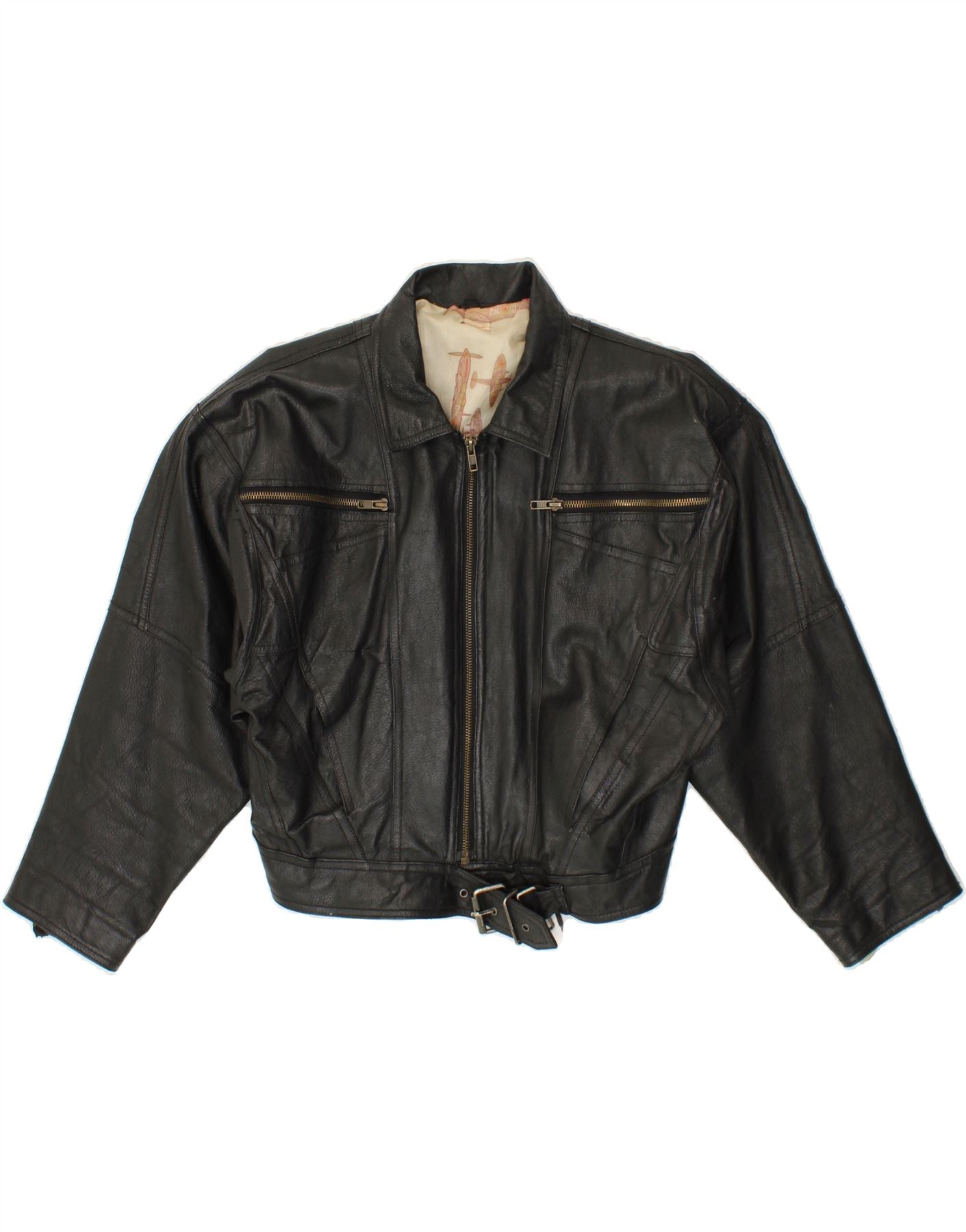 image of FLASH LIGHTS Womens Crop Crop Leather Jacket EU 36 Small Black