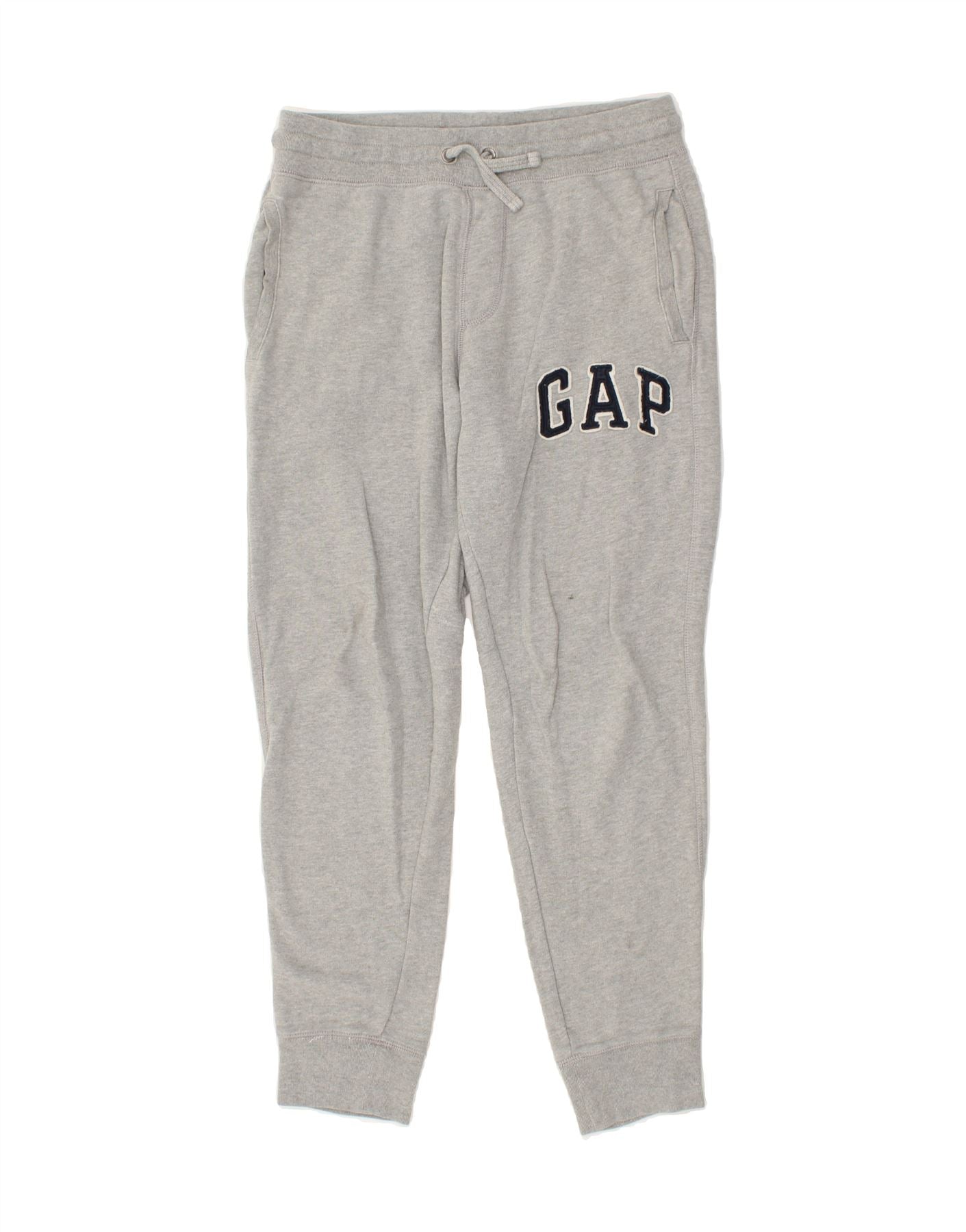 Image of GAP Mens Graphic Tracksuit Trousers Joggers Small Grey Cotton