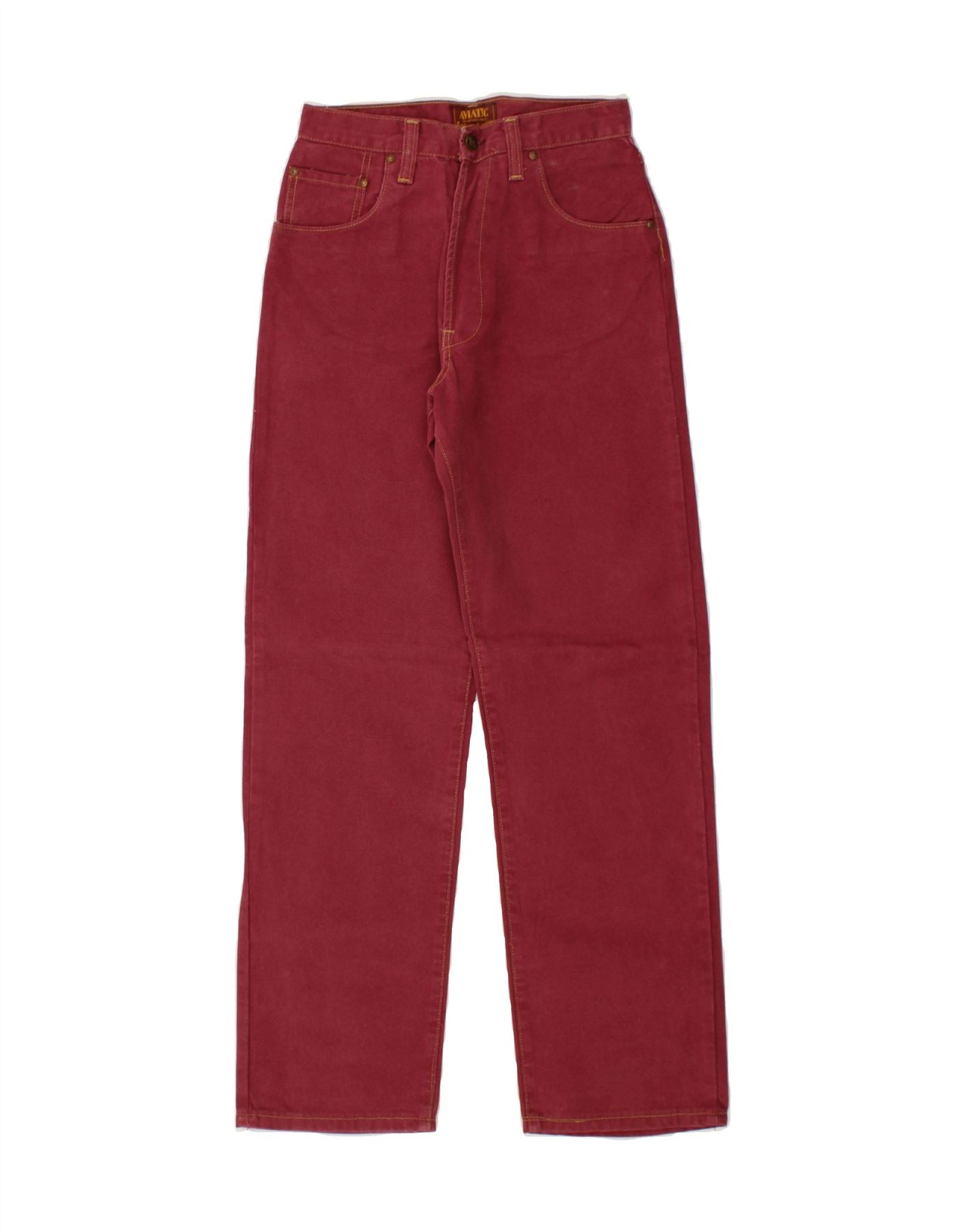 image of VINTAGE Womens Straight Jeans W28 L31 Red Cotton