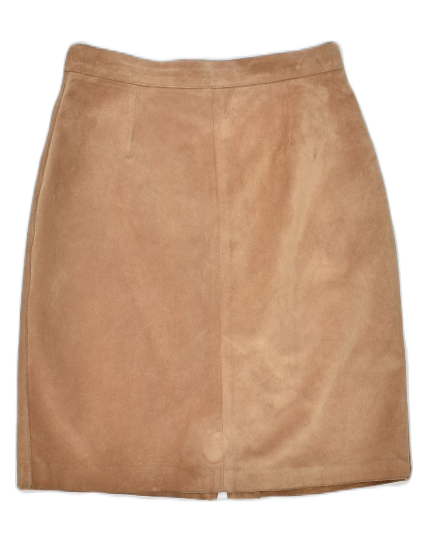 image of VINTAGE Womens Suede Straight Skirt W26 Small Beige