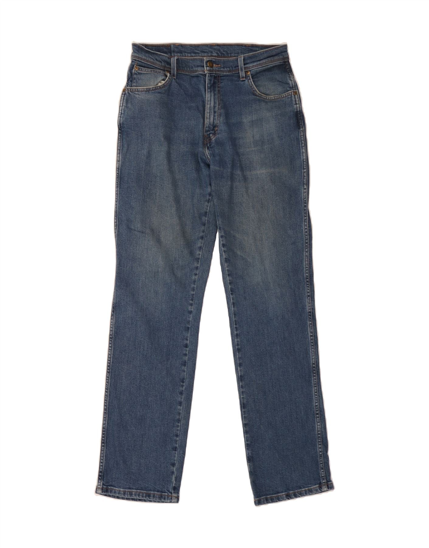 image of WRANGLER Mens Regular Fit Straight Jeans W32 L34 Blue Cotton