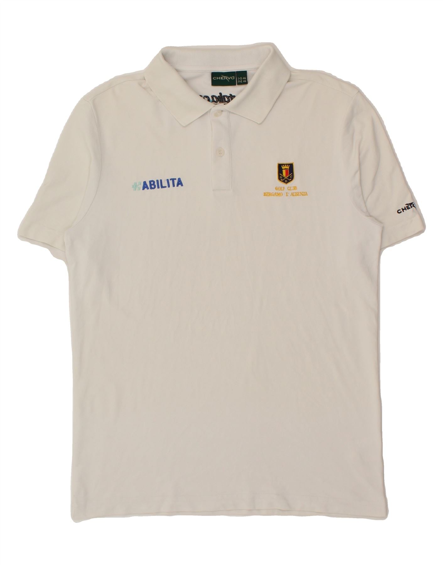 image of CHERVO Mens Graphic Polo Shirt IT 46 Small White Polyamide