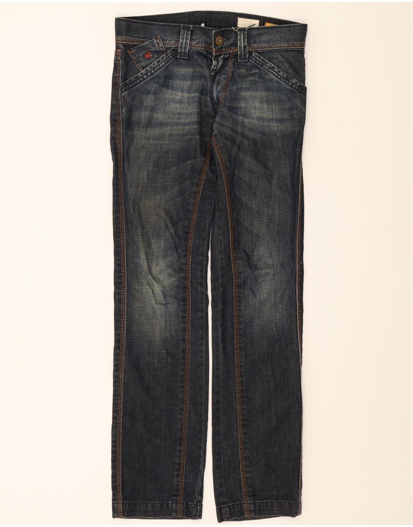 image of ENERGIE Womens Straight Jeans W30 L34 Navy Blue Cotton