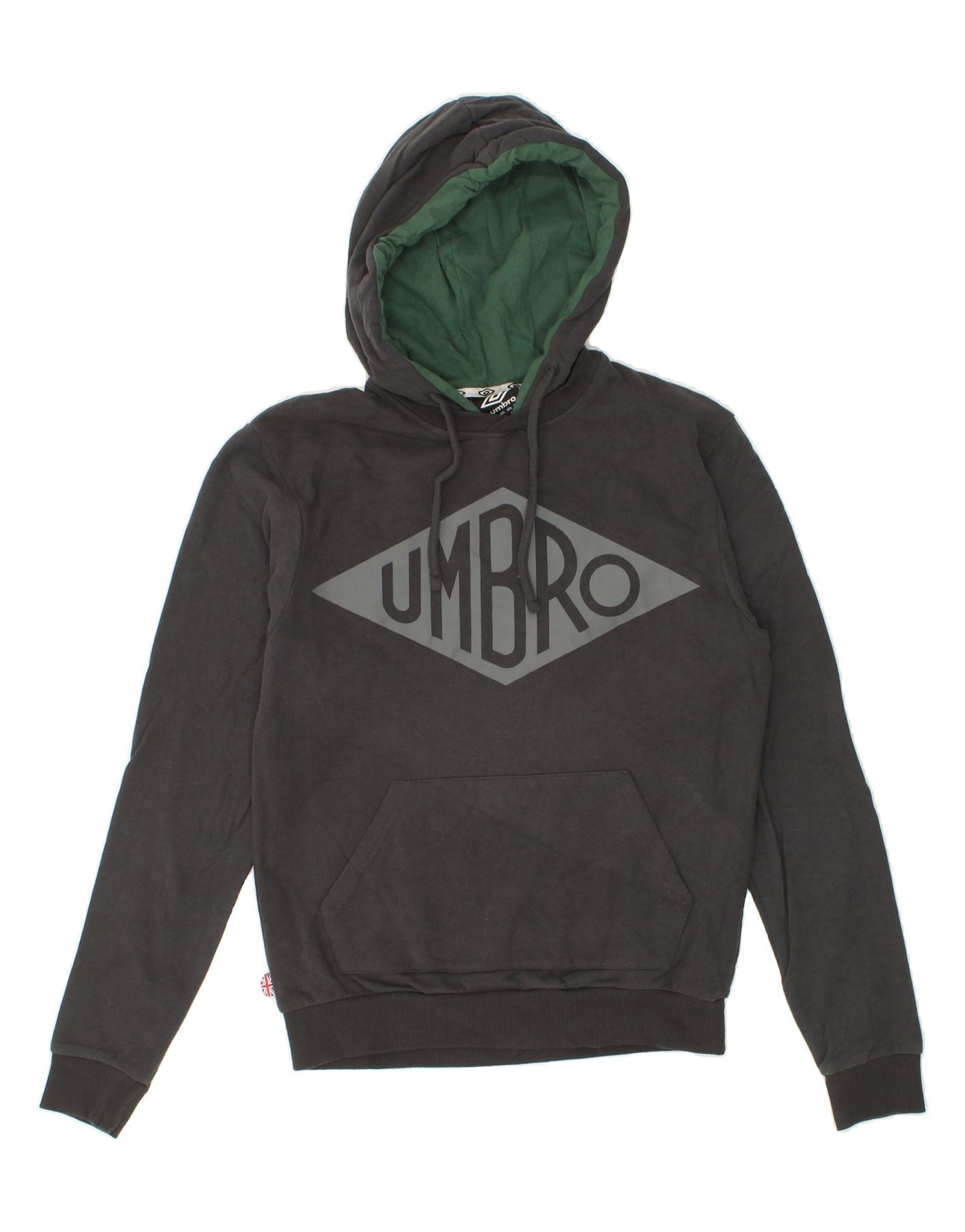 image of UMBRO Mens Graphic Hoodie Jumper Medium Grey Cotton