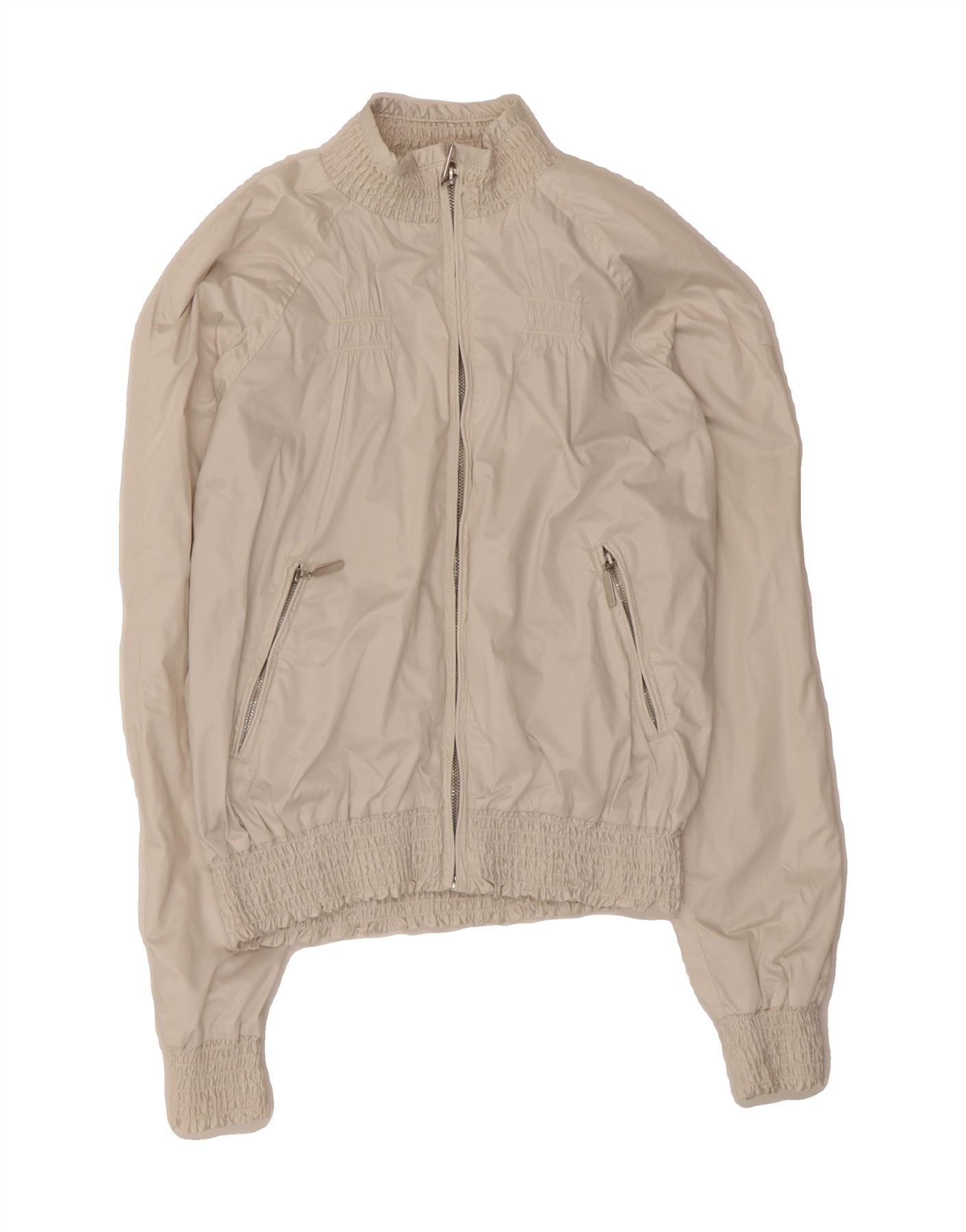 image of GAS Womens Bomber Jacket EU 40 Medium Off White Polyester