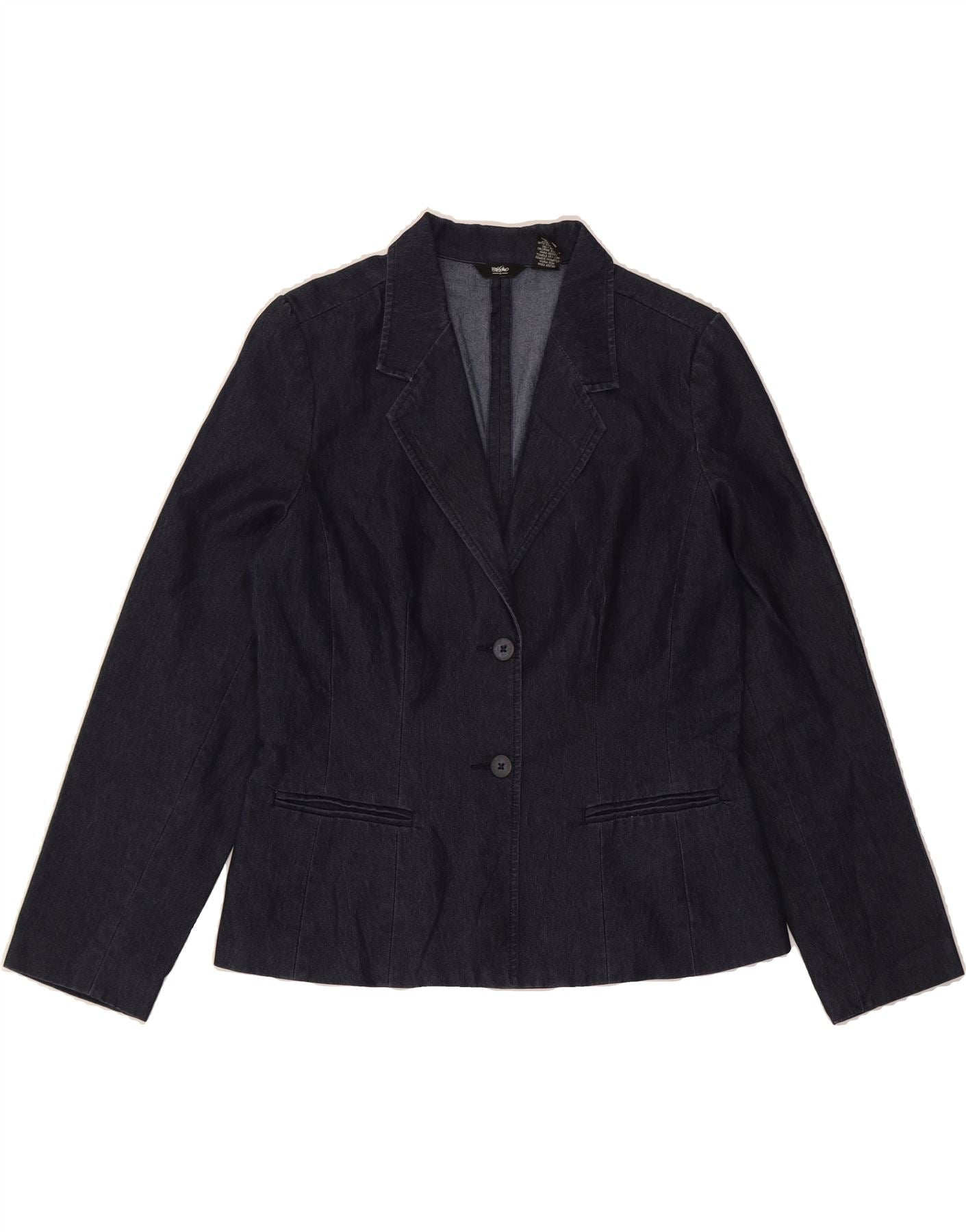 image of MOSSIMO Womens 2 Button Denim Jacket UK 14 Medium Navy Blue Cotton
