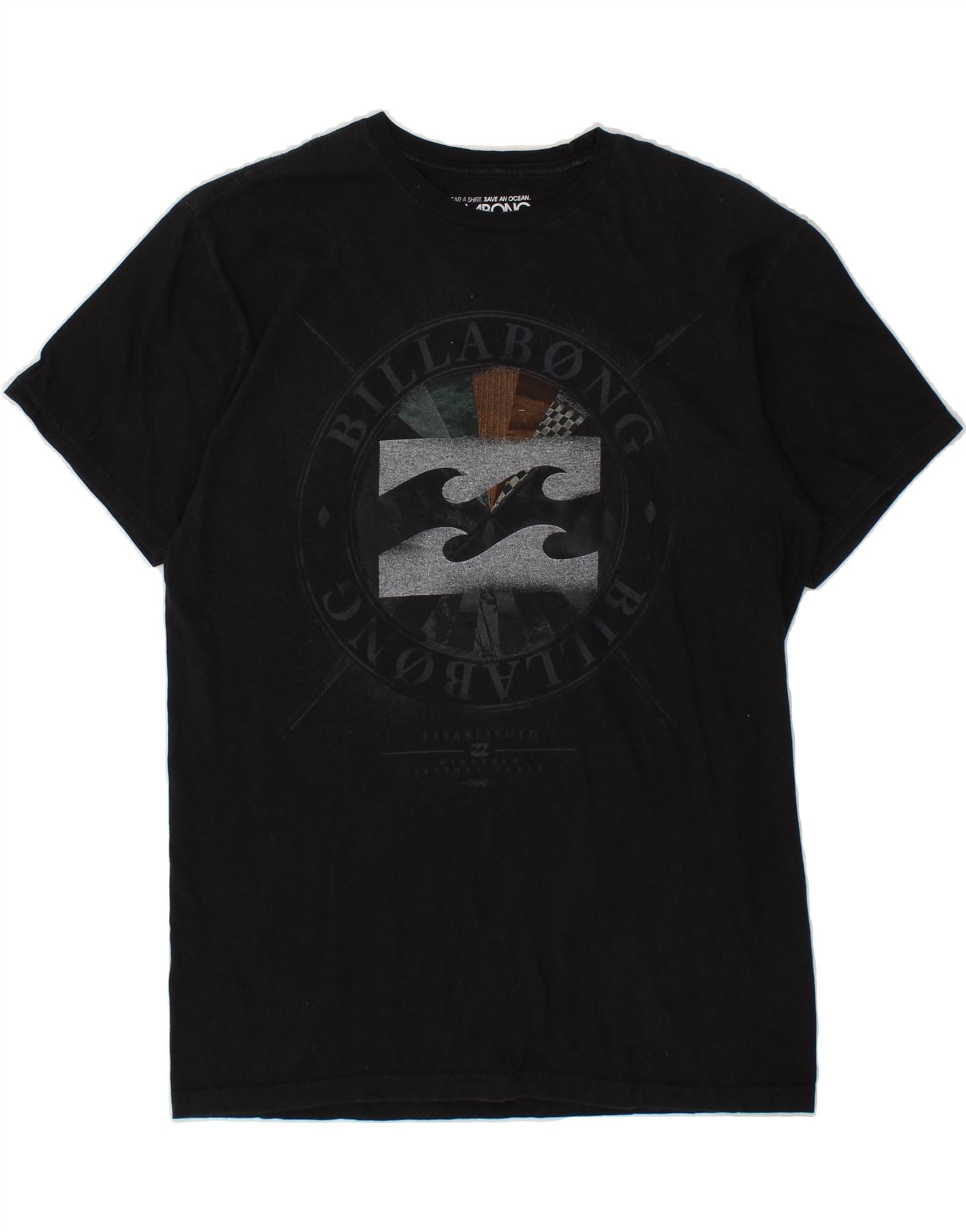 image of BILLABONG Mens Graphic T-Shirt Top Large Black Cotton